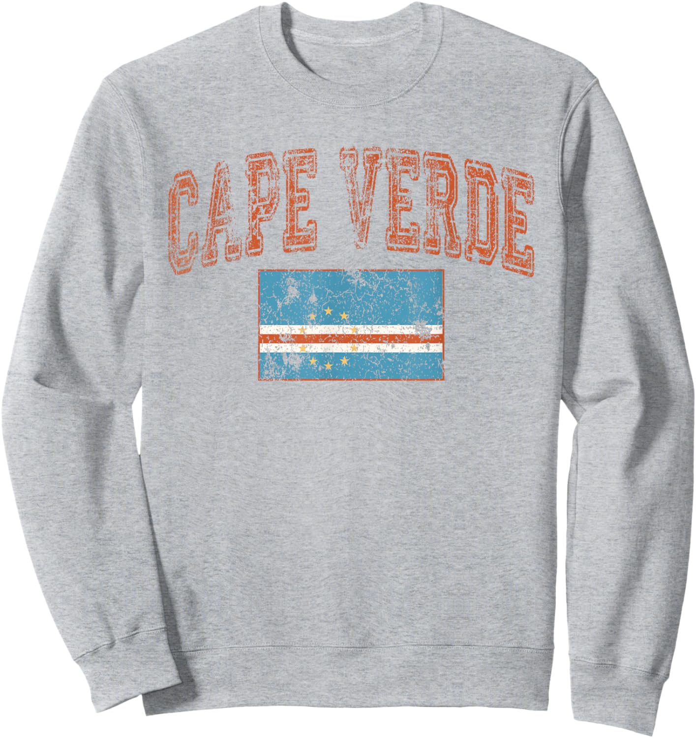 Vintage Retro Faded Cape Verde Flag Cabo Verde Pride Sweatshirt - Sweatshirt | Ash