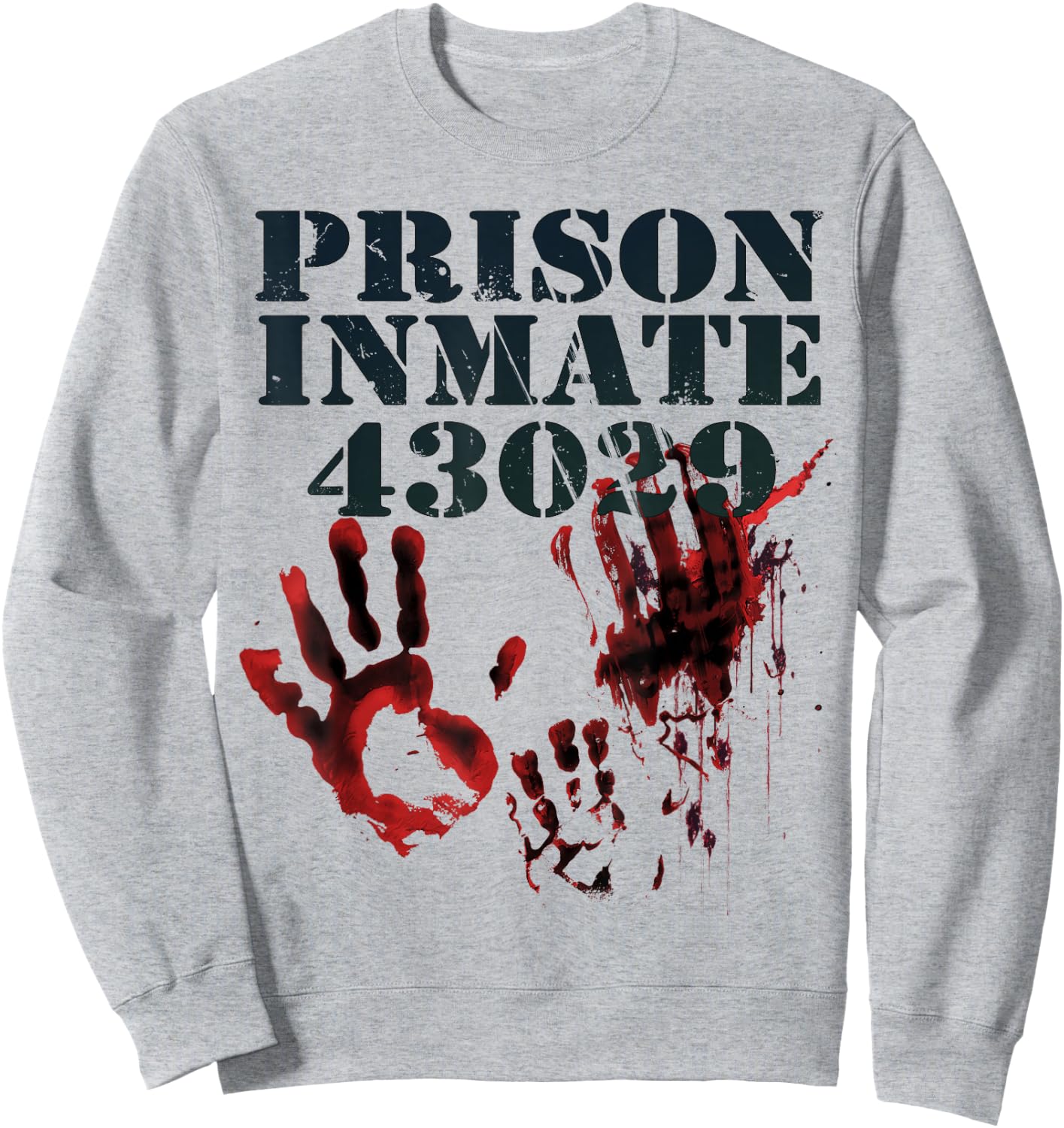 Prison Inmate Shirt Zombie Bloody Halloween Blood Splatter Sweatshirt - Sweatshirt | Ash