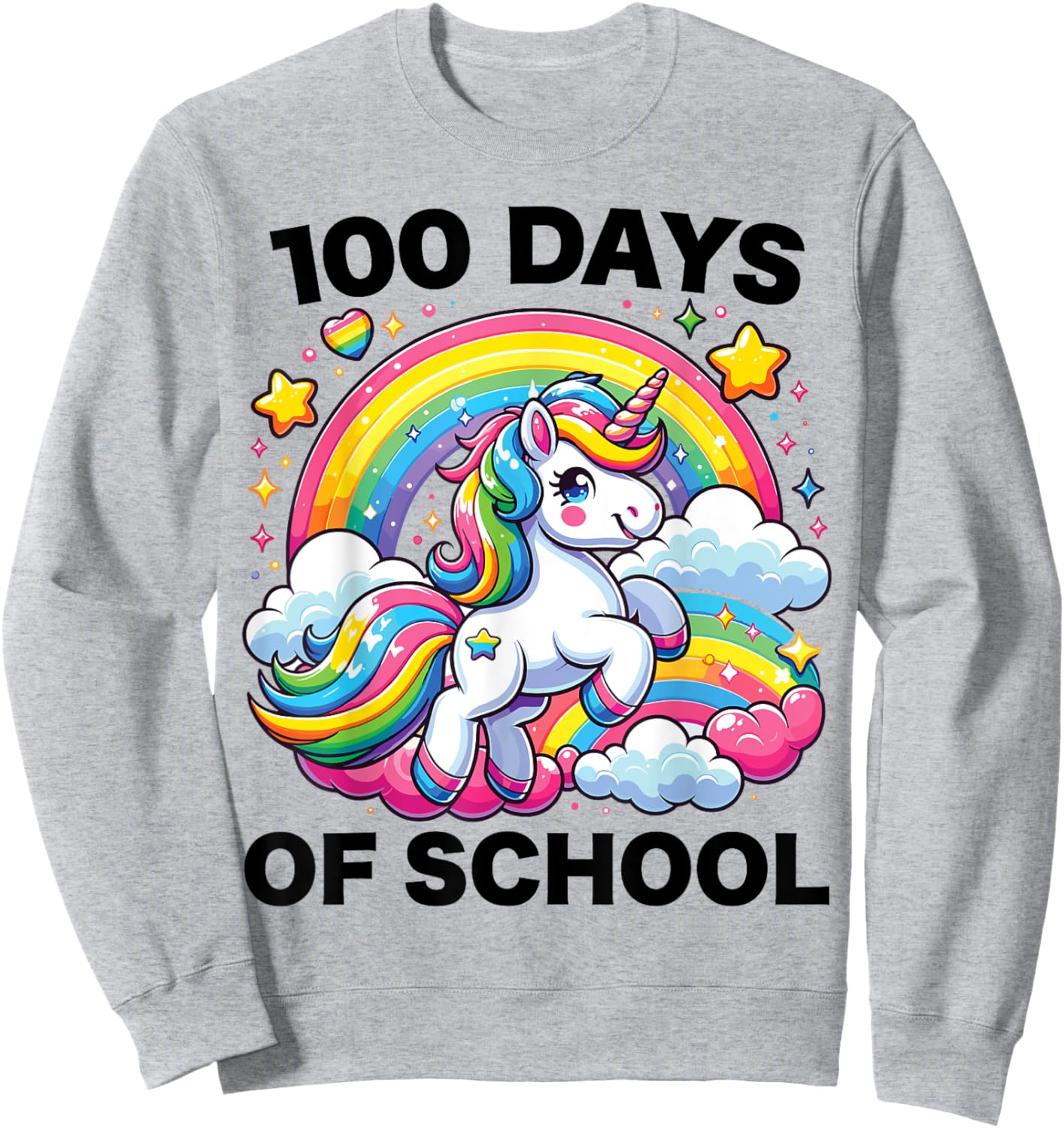 100 Days of School Unicorn Girls Teacher 100th Day of School Sweatshirt - Sweatshirt | Ash