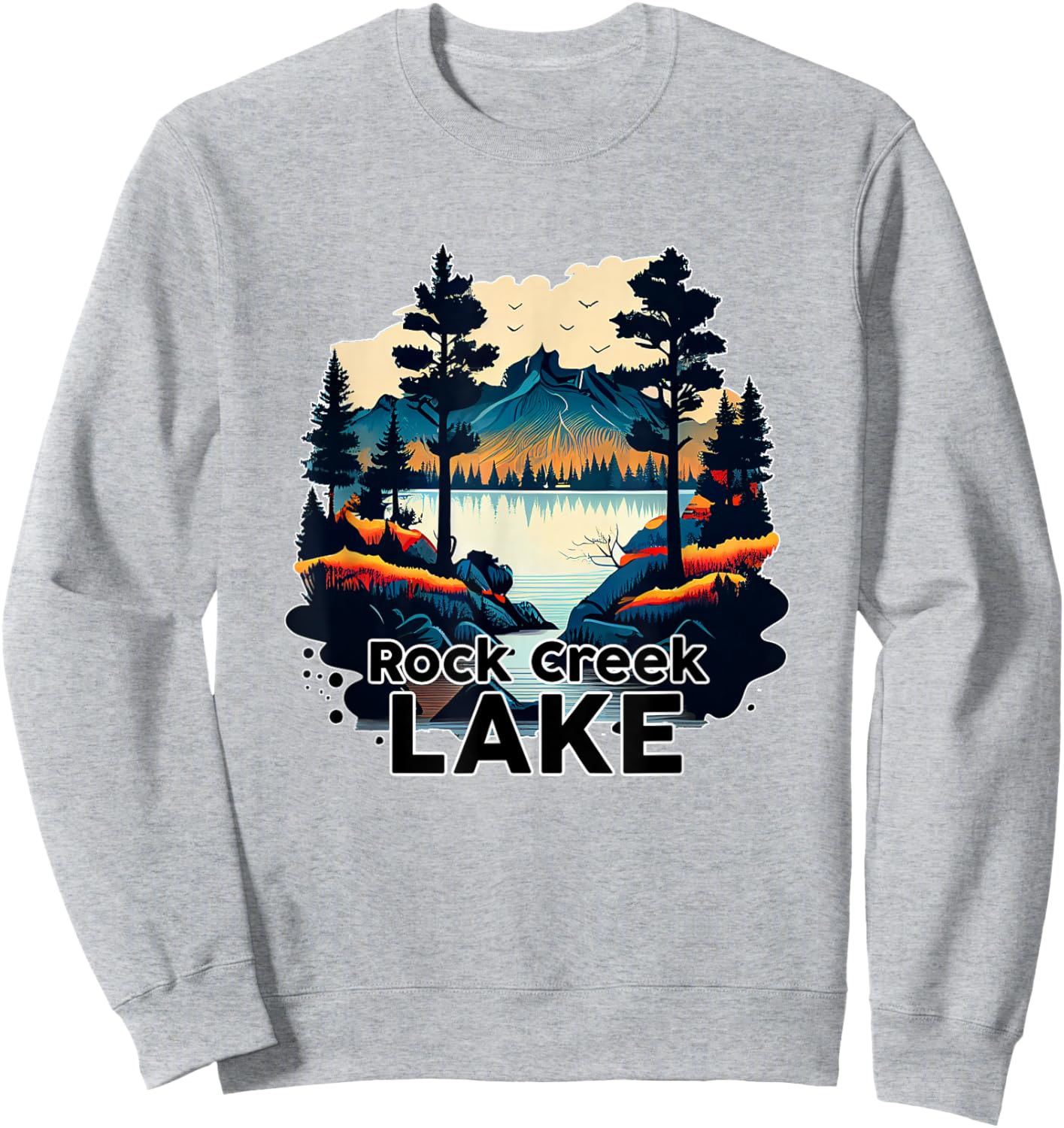 Rock Creek Lake Retro Minimalist Lake Rock Creek Sweatshirt - Sweatshirt | Ash