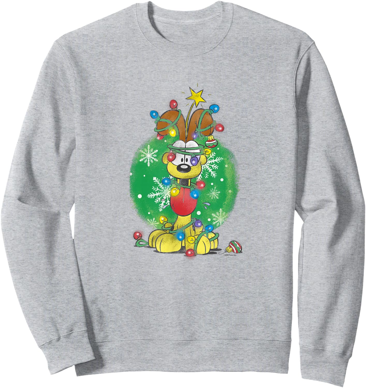 Garfield Odie Wrapped In Christmas Lights Sweatshirt - Sweatshirt | Ash