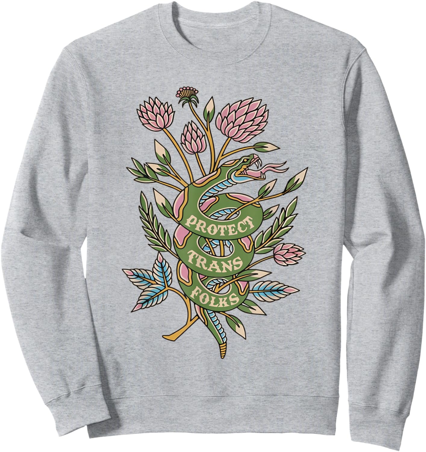 Retro Protect Trans Folks Protect Trans Rights Human Rights Sweatshirt - Sweatshirt | Ash