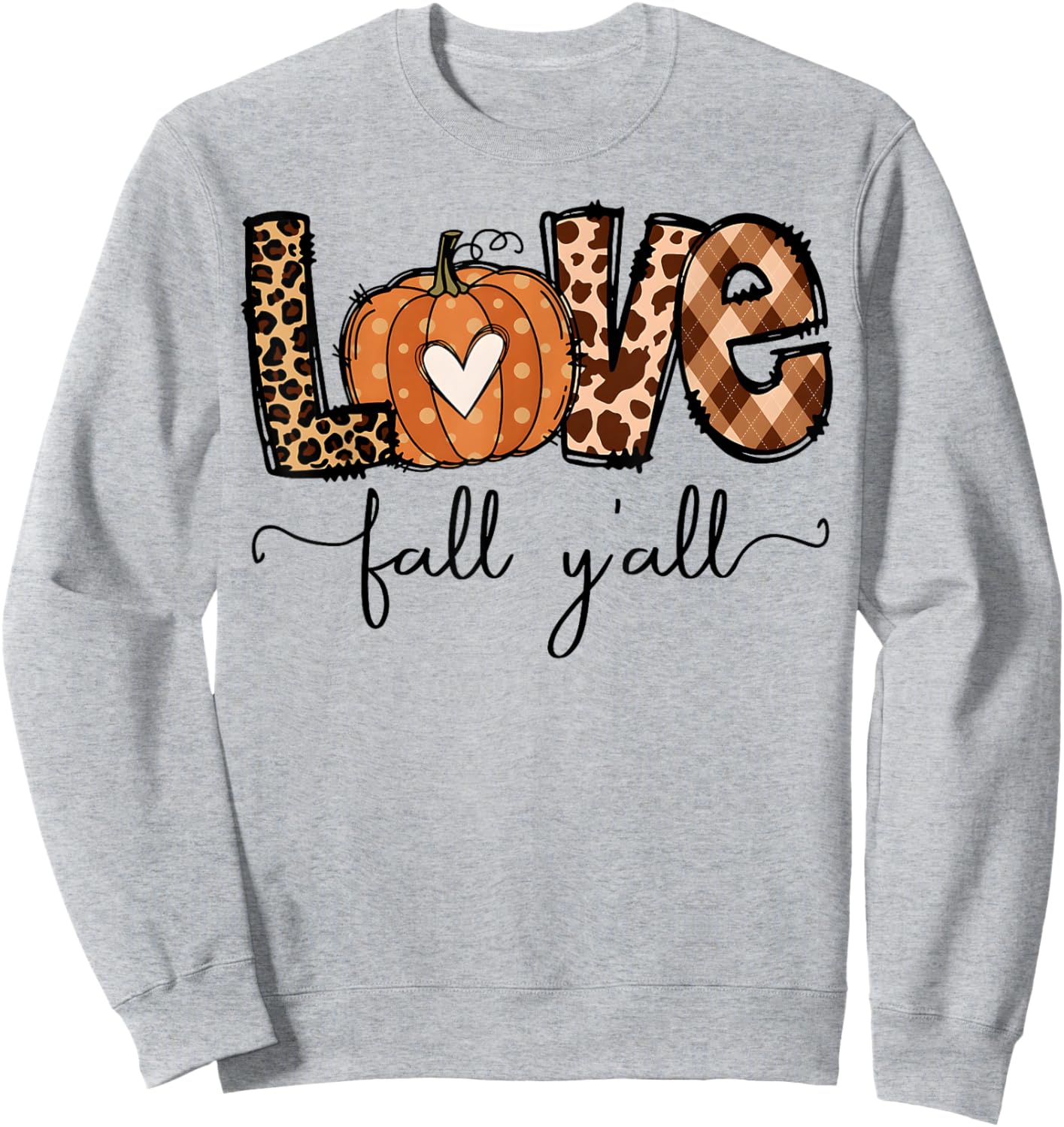 Hello Fall Pumpkin Love Fall Y'All Leopard Peace Love Fall Sweatshirt - Sweatshirt | Ash