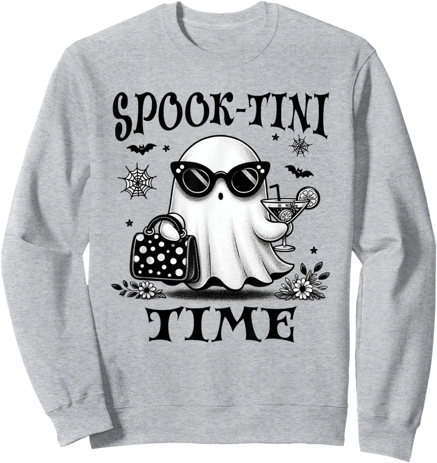 Martini Halloween, Cute Ghost Martini, Spook-tini Time, Fall Sweatshirt - Sweatshirt | Ash