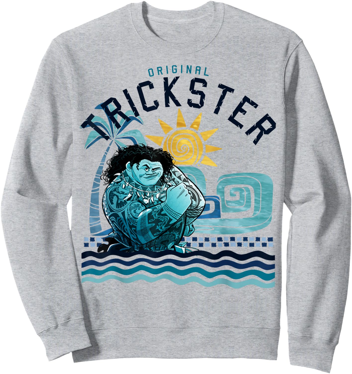 Disney Moana Maui Original Trickster Blue Gradient Portrait Small Sweatshirt - Sweatshirt | Ash