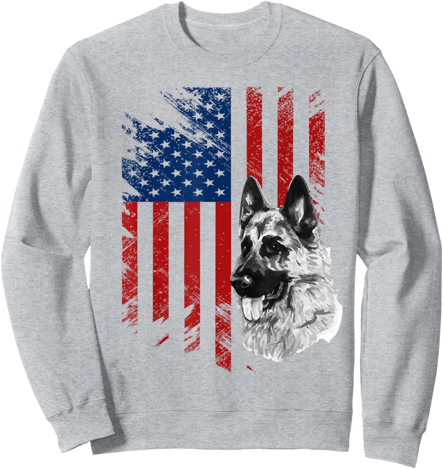 Patriotic German Shepherd USA American Flag Dog Pet Sweatshirt - Sweatshirt | Ash