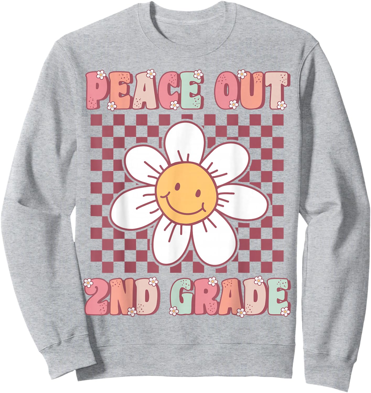 Peace Out Second Grade Cute Groovy Last Day of 2nd Grade Sweatshirt - Sweatshirt | Ash