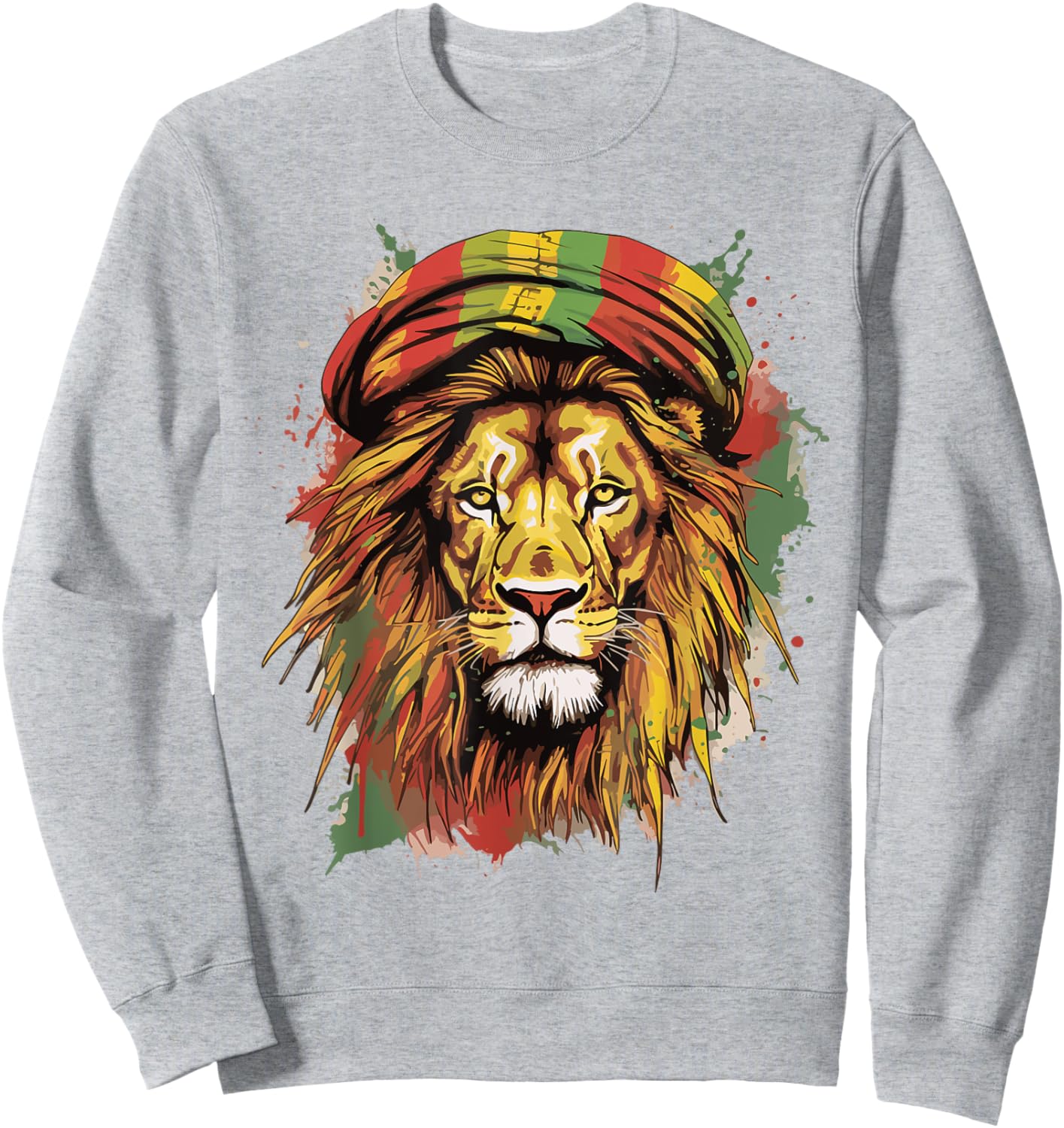 Jamaican Lion Jamaican Rasta Flag Lion Of Judah Reggae Music Sweatshirt - Sweatshirt | Ash