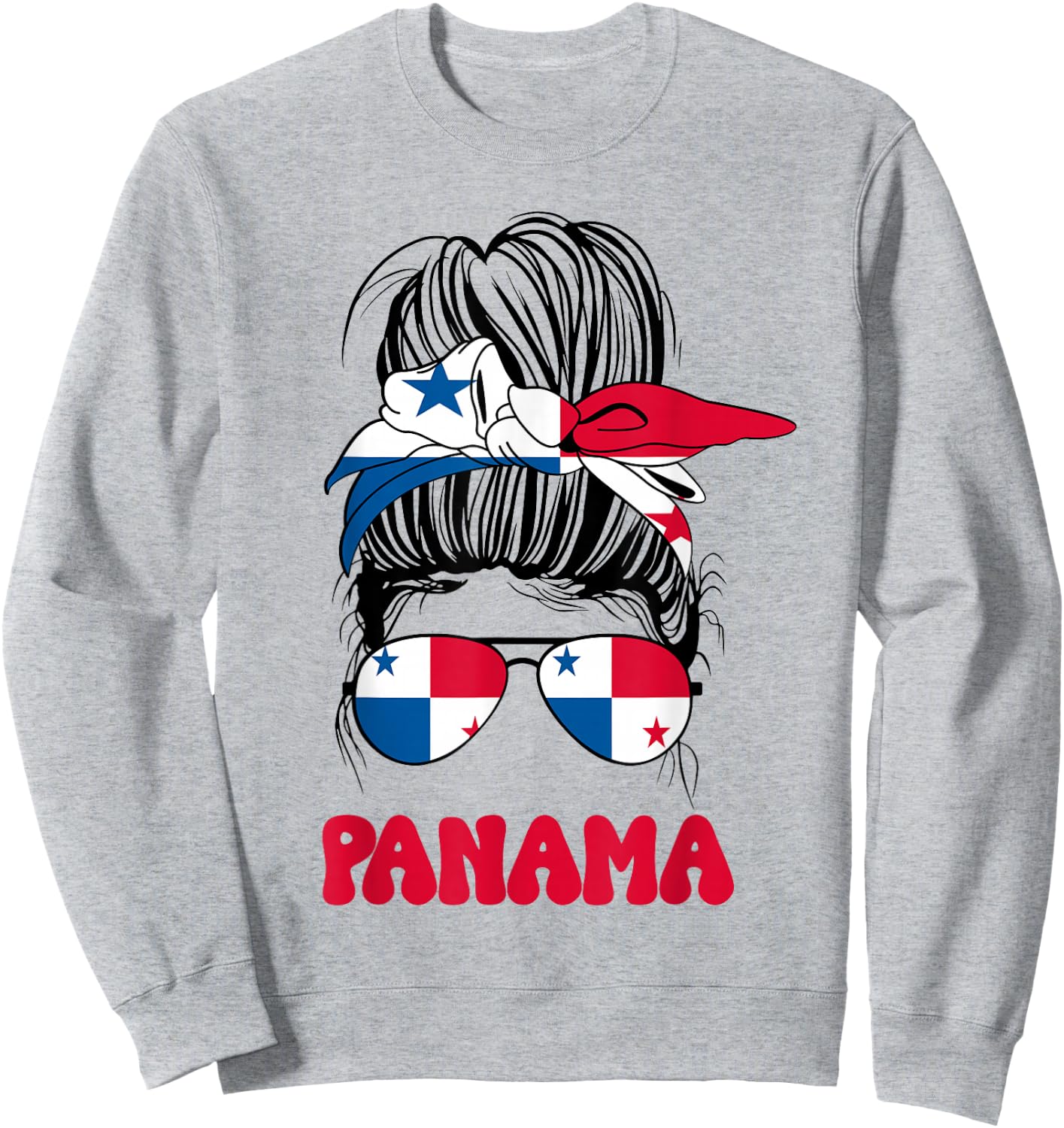 Panamanian Women Messy Bun, Proud Panama Flag for Girls Sweatshirt - Sweatshirt | Ash