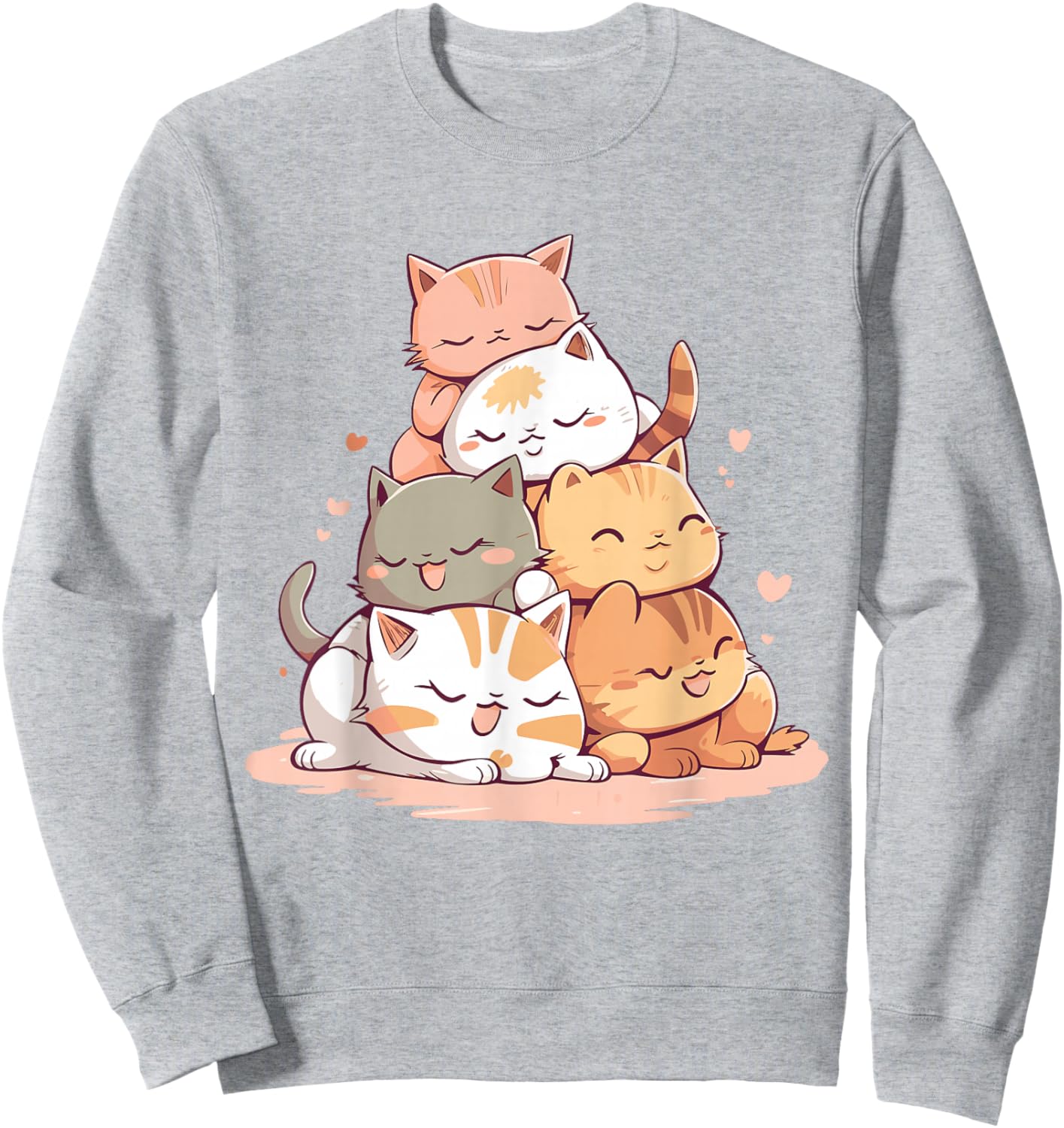 Cat Cute Kitty Pile Cats Anime Kawaii Neko Women Girls Sweatshirt - Sweatshirt | Ash
