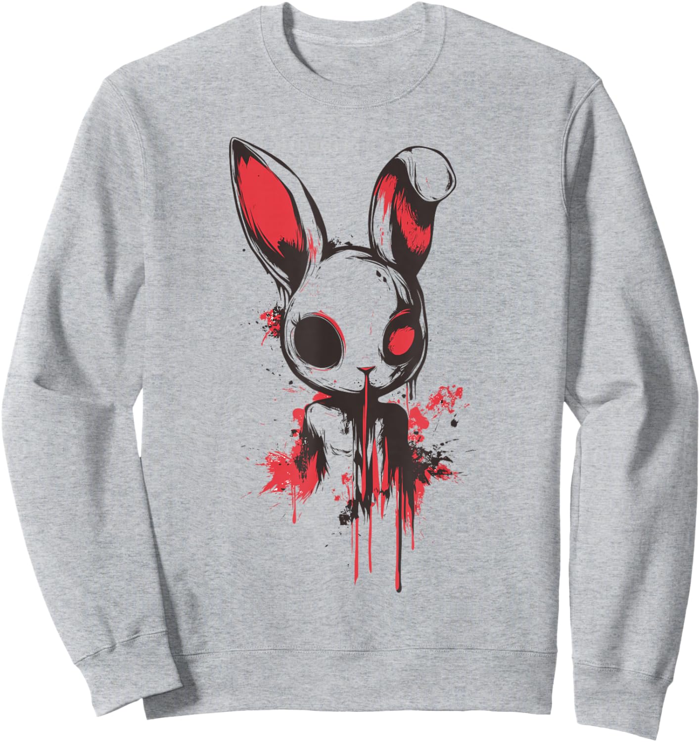 Bunny Anime Goth Scary Men Women Creepy Gothic Anime Rabbit Sweatshirt - Sweatshirt | Ash