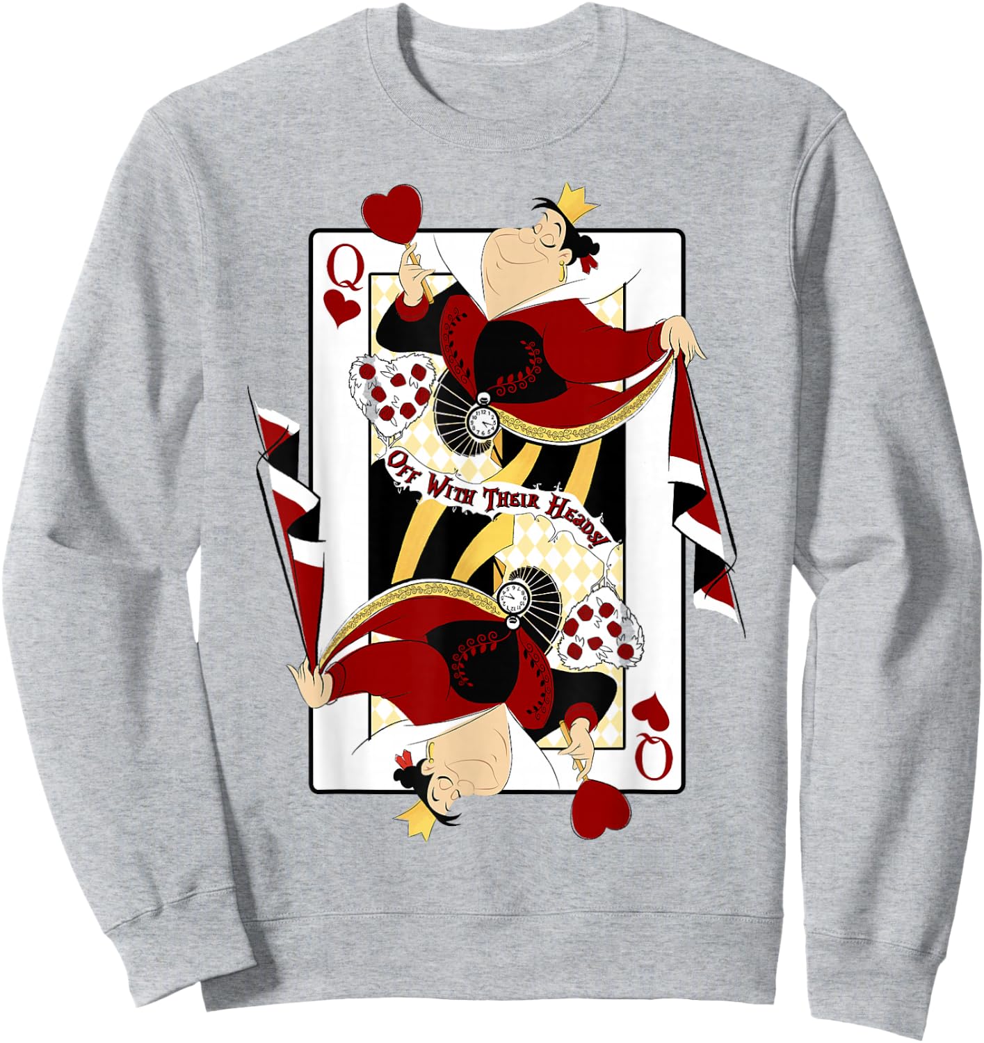 Disney Alice in Wonderland Queen of Hearts Playing Card Small Sweatshirt - Sweatshirt | Ash