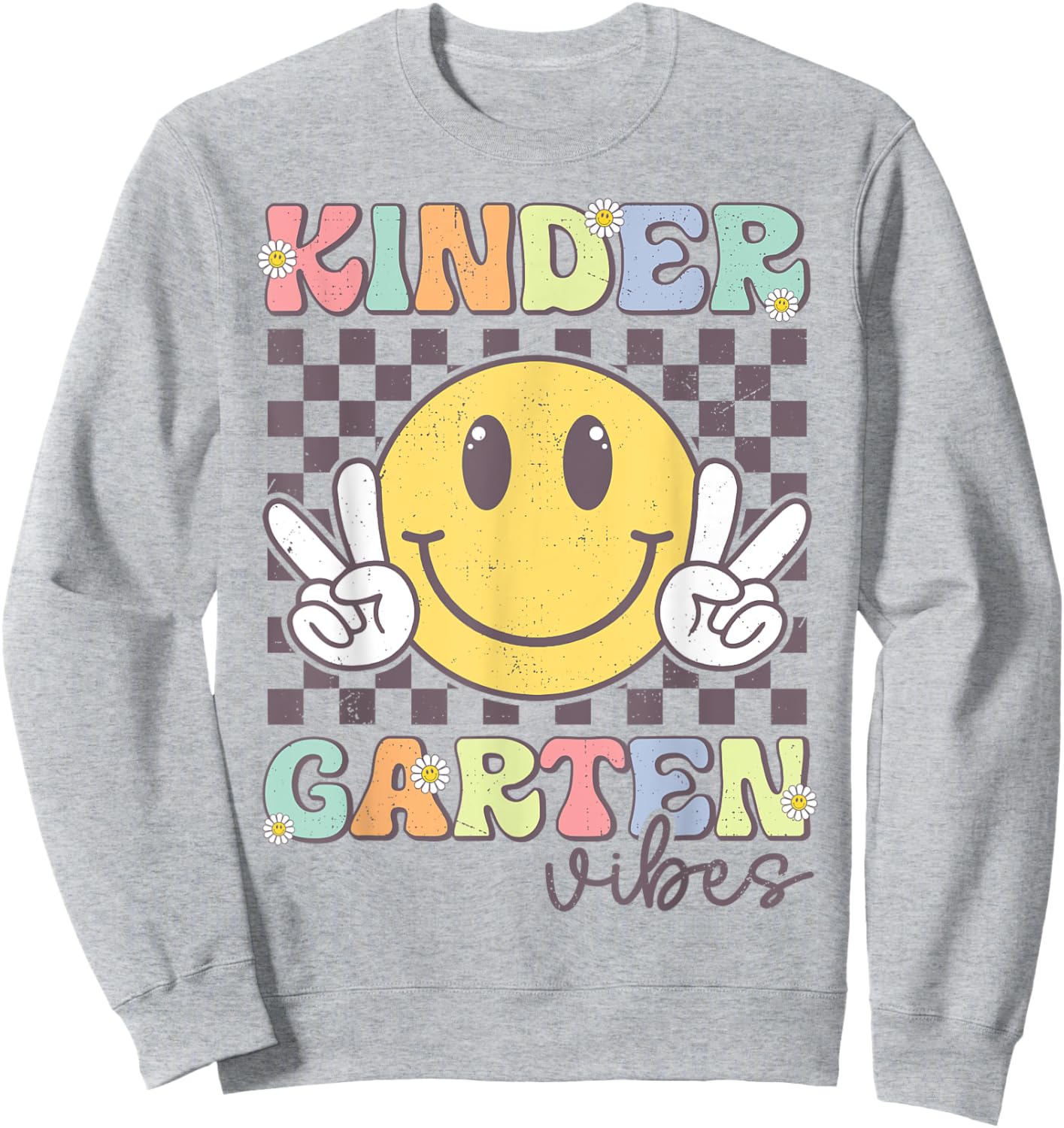 Kindergarten Vibes Smile Face Back To School Teachers Kids Sweatshirt - Sweatshirt | Ash