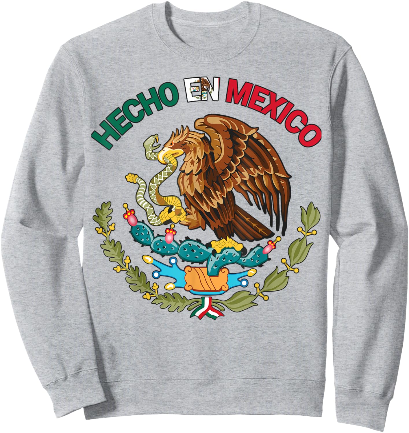 Hecho En Mexico Shirt Mexican Flag Pride Aztec Eagle Latino Sweatshirt - Sweatshirt | Ash