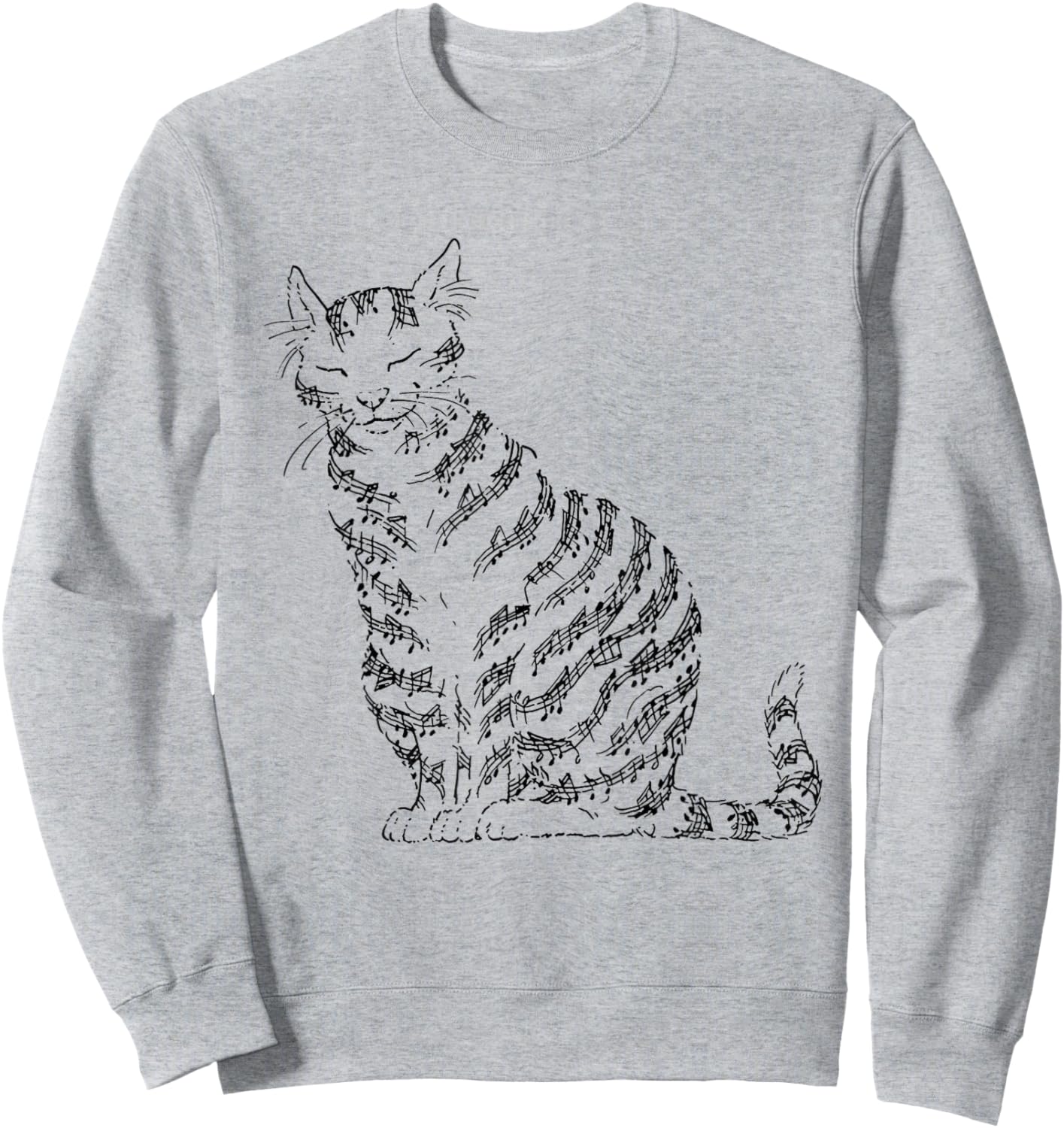 Cute Cat Kitty Playing Music Note Clef Musician Art Sweatshirt - Sweatshirt | Ash