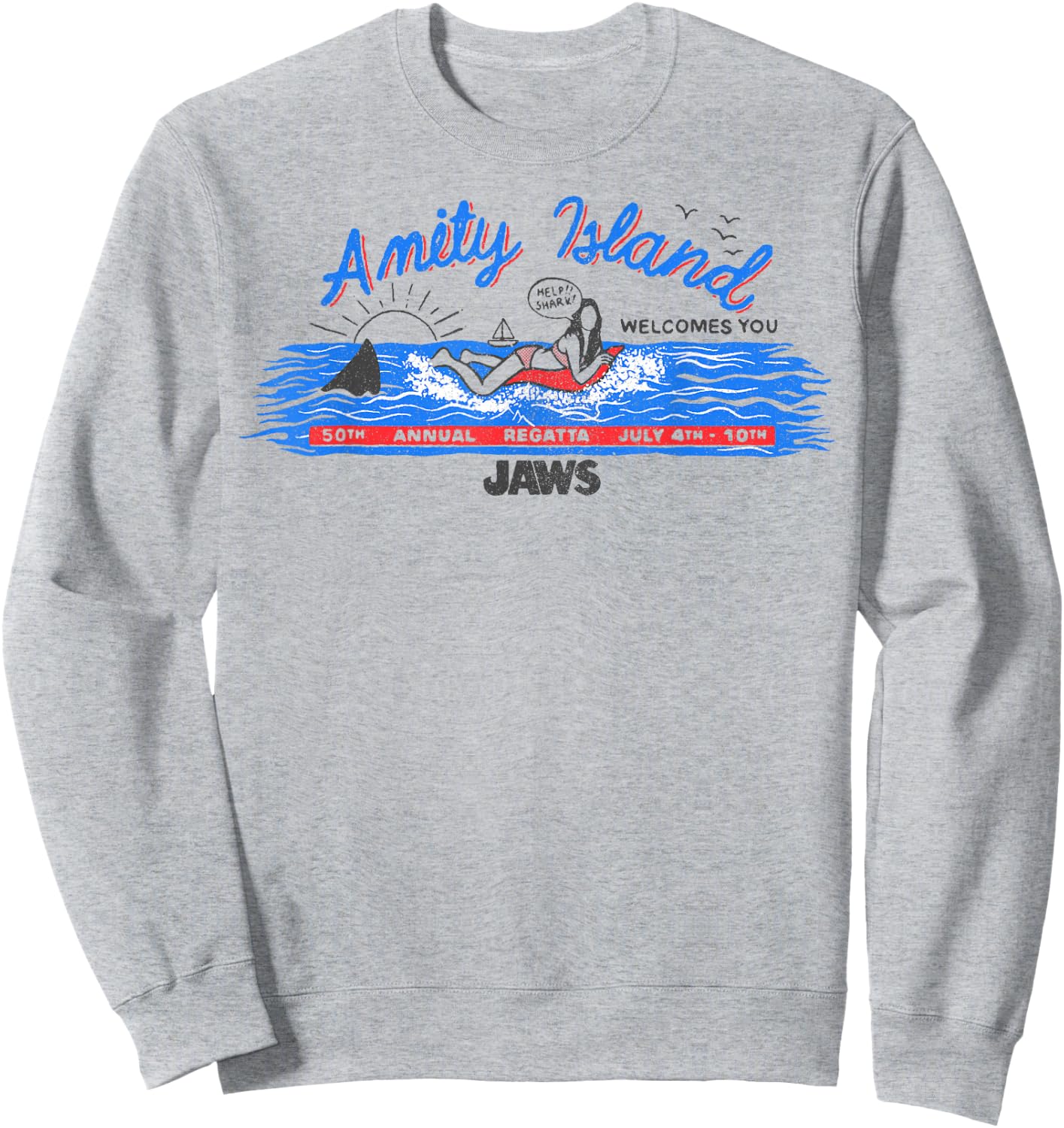 Jaws Amity Island Billboard Sweatshirt - Sweatshirt | Ash