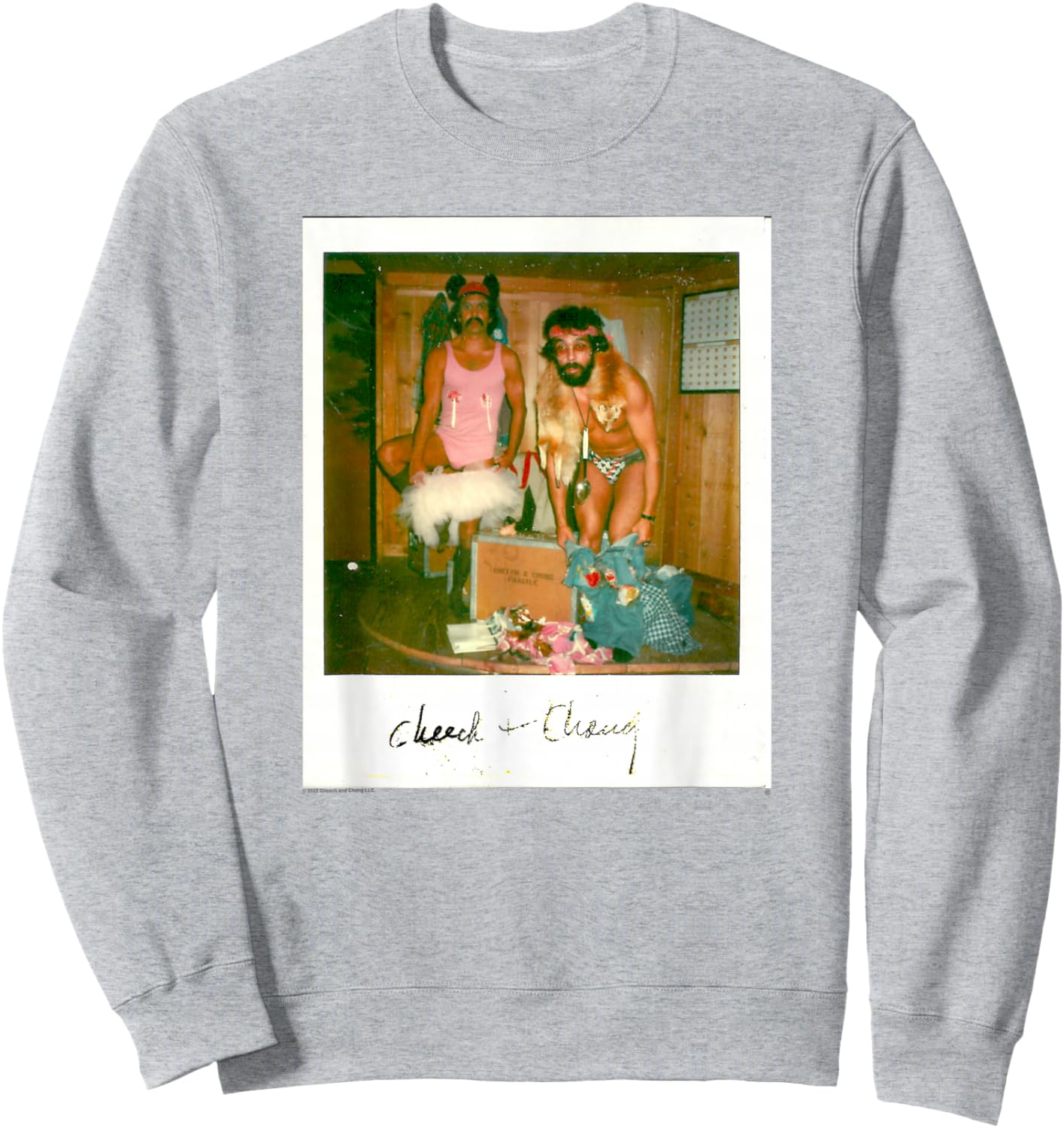 Cheech & Chong In Underwear Dressing Up Polaroid Picture Sweatshirt - Sweatshirt | Ash