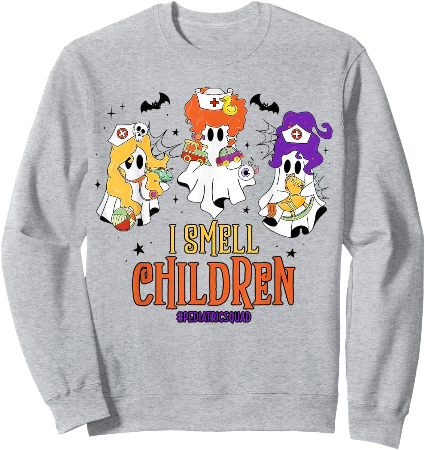 Pediatric Squad, Peds Nurse Boo Crew, Spooky Peds Halloween Sweatshirt - Sweatshirt | Ash