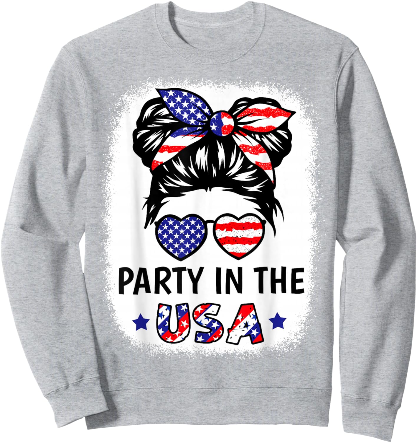 Party in USA Shirt Girl American Flag Patriotic 4th of July Sweatshirt - Sweatshirt | Ash