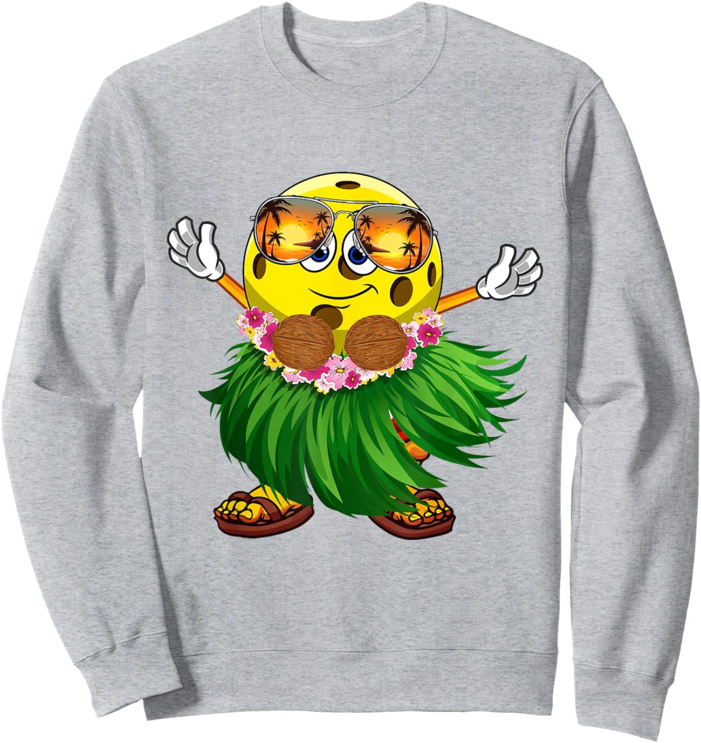 Cute Hawaiian Pickleball Ball Tropical Beach Summer Vacation Sweatshirt - Sweatshirt | Ash