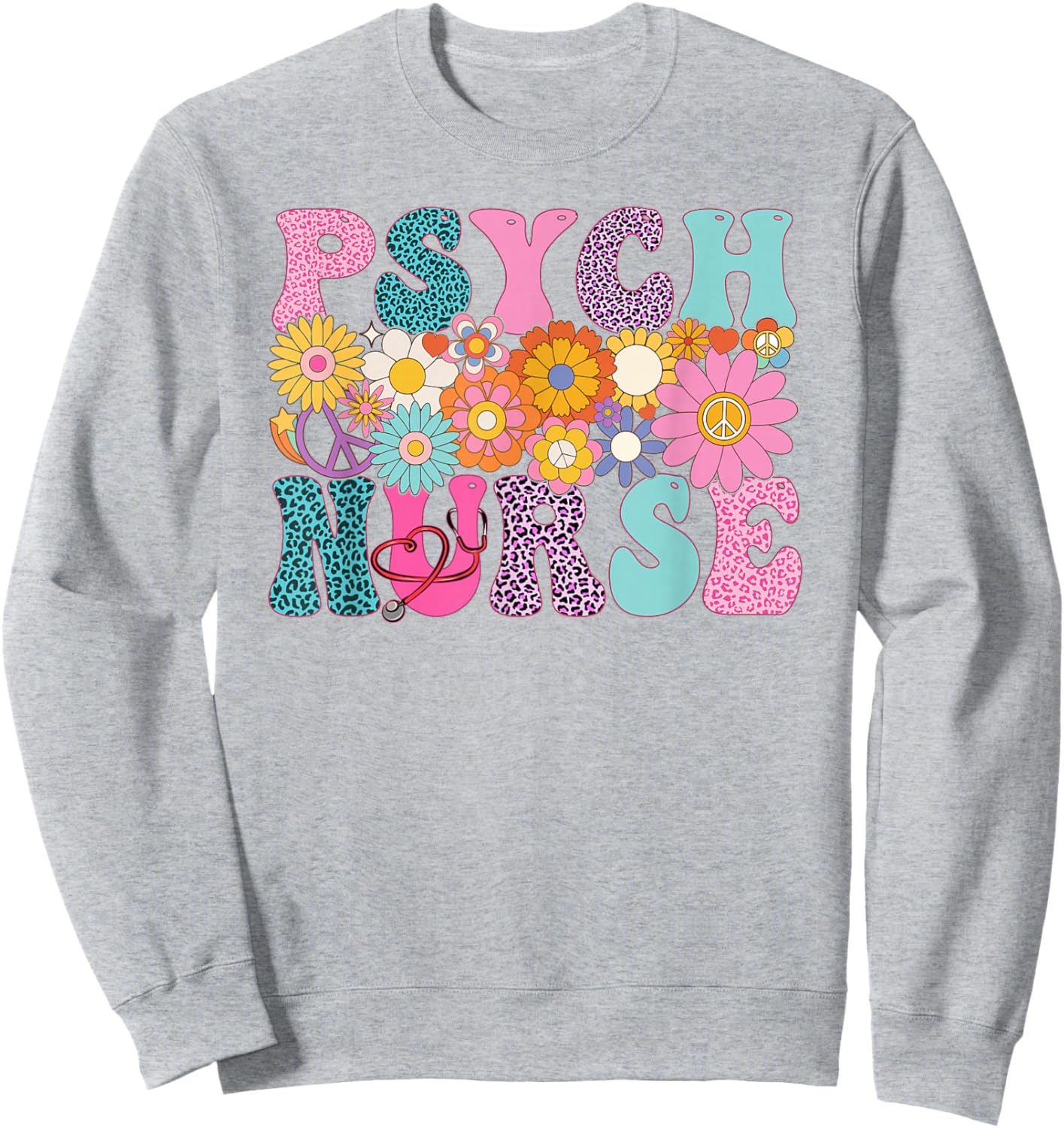 Psych Nurse Week Groovy Leopard Appreciation Day Sweatshirt - Sweatshirt | Ash