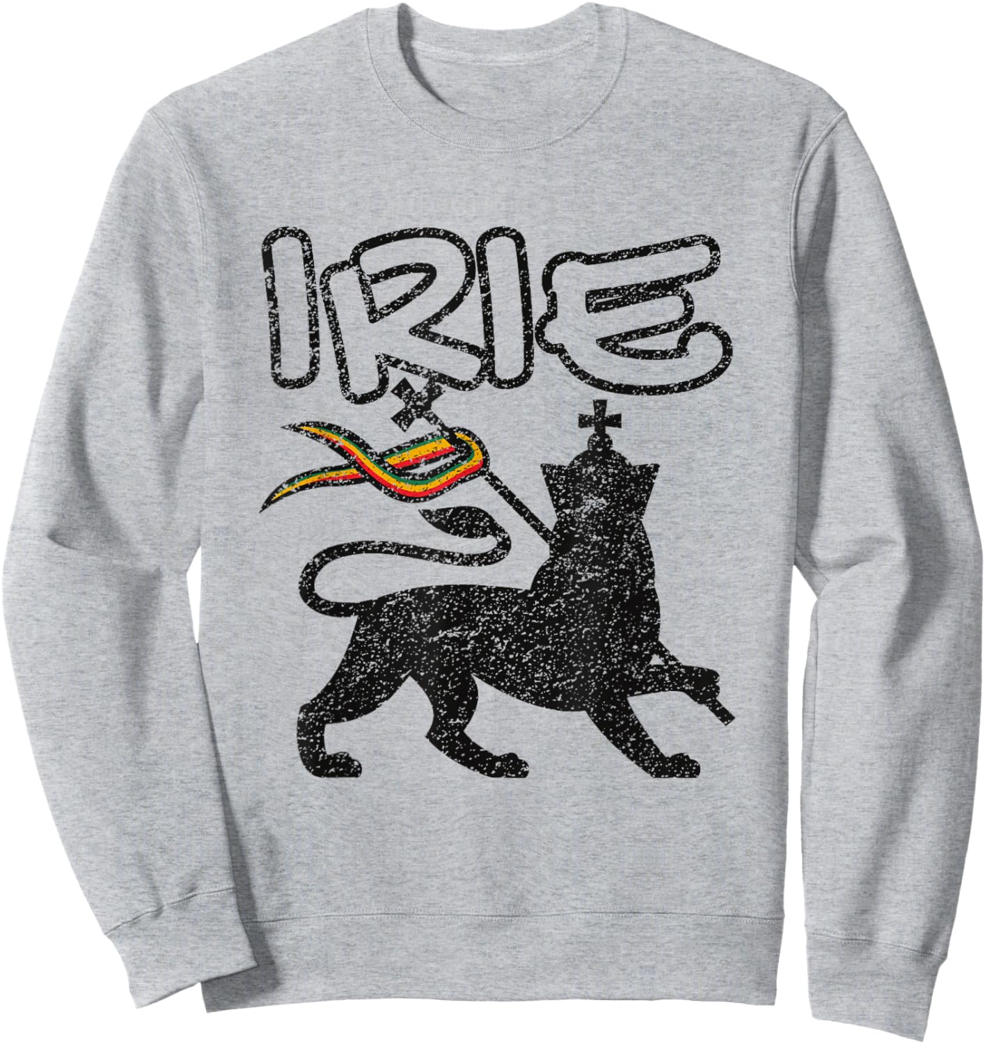 Irie Lion Of Judah Distressed Retro Vintage Reggae Sweatshirt - Sweatshirt | Ash