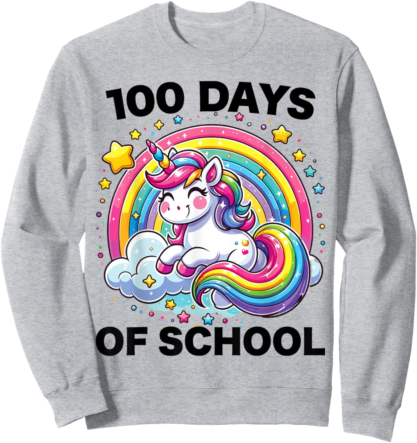 100 Days of School Unicorn Girls Teacher 100th Day of School Sweatshirt - Sweatshirt | Ash