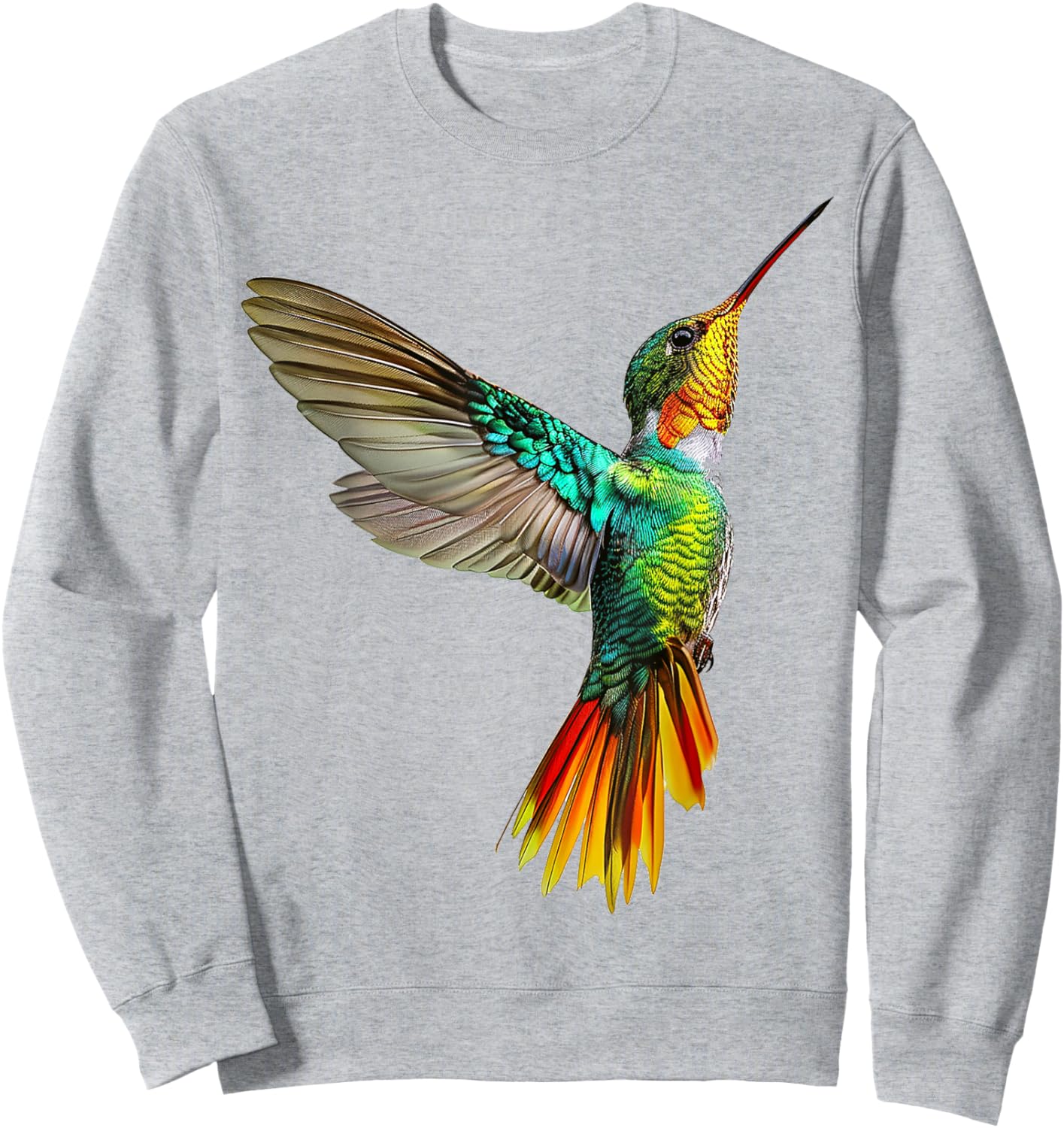 Hummingbird Anime Colorful Graphic Animal Art Bird Sweatshirt - Sweatshirt | Ash