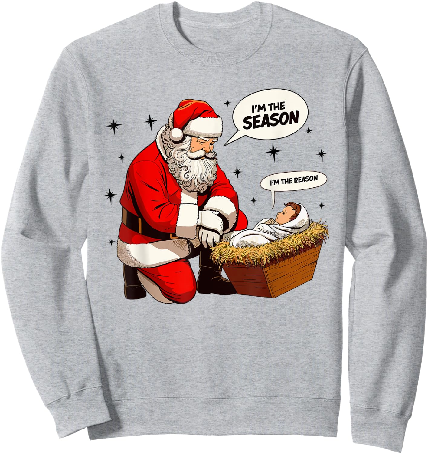 Christmas Jesus Is The Reason For The Season Christian Santa Sweatshirt - Sweatshirt | Ash