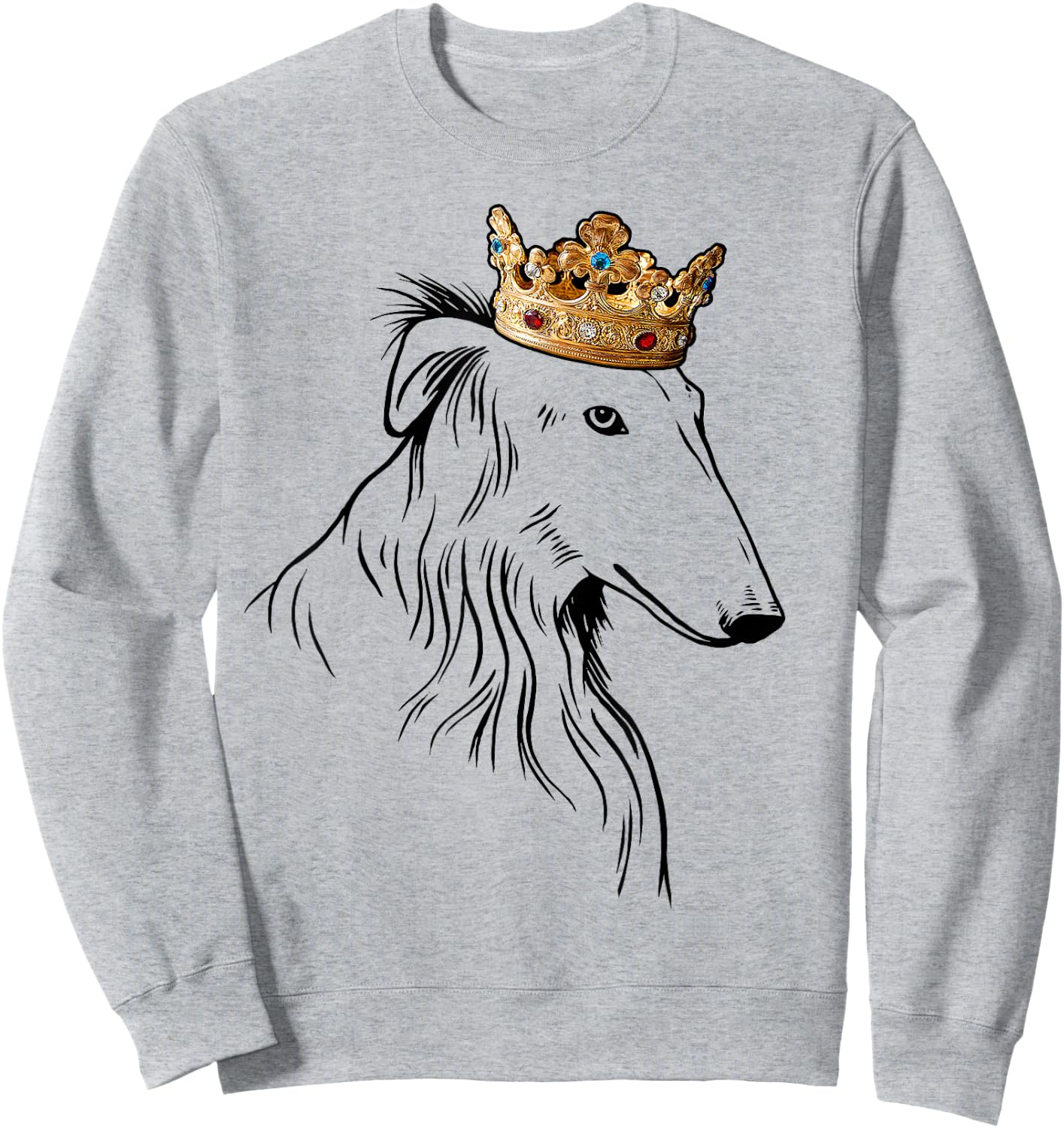 Barsoi Dog Wearing a Crown Sweatshirt - Sweatshirt | Ash