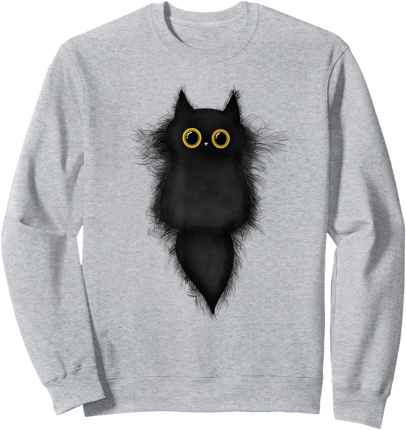 Cute Funny Black Cat Yellow Eyes Cat Lover Cat Mom Cat Dad Sweatshirt - Sweatshirt | Ash
