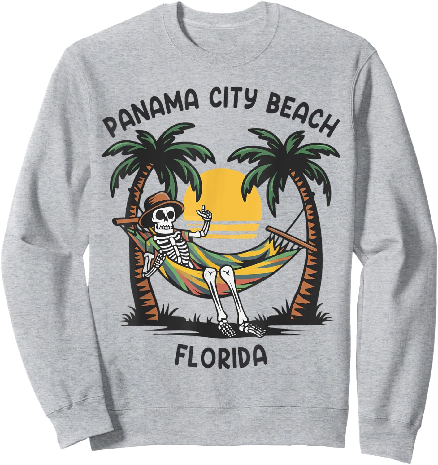 Vintage Panama City Beach Florida Palms FL Sunset Funny Men Women Sweatshirt - Sweatshirt | Ash