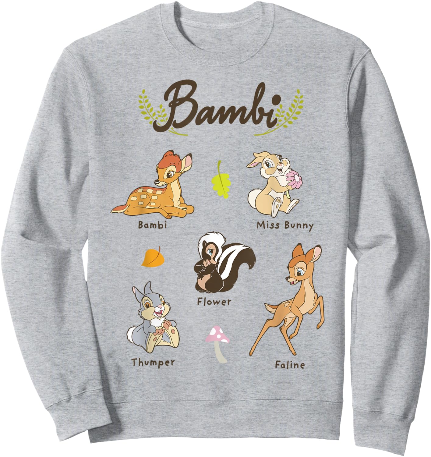 Disney Bambi Vintage Movie Characters Textbook Display Sweatshirt - Sweatshirt | Ash