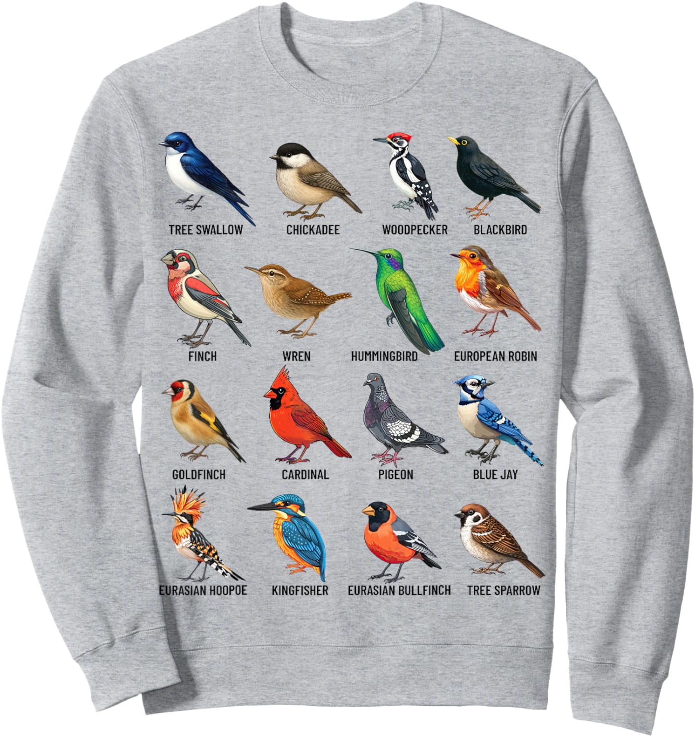 Garden Birds Ornithology Nature Educational Boys Girls Kids Sweatshirt - Sweatshirt | Ash