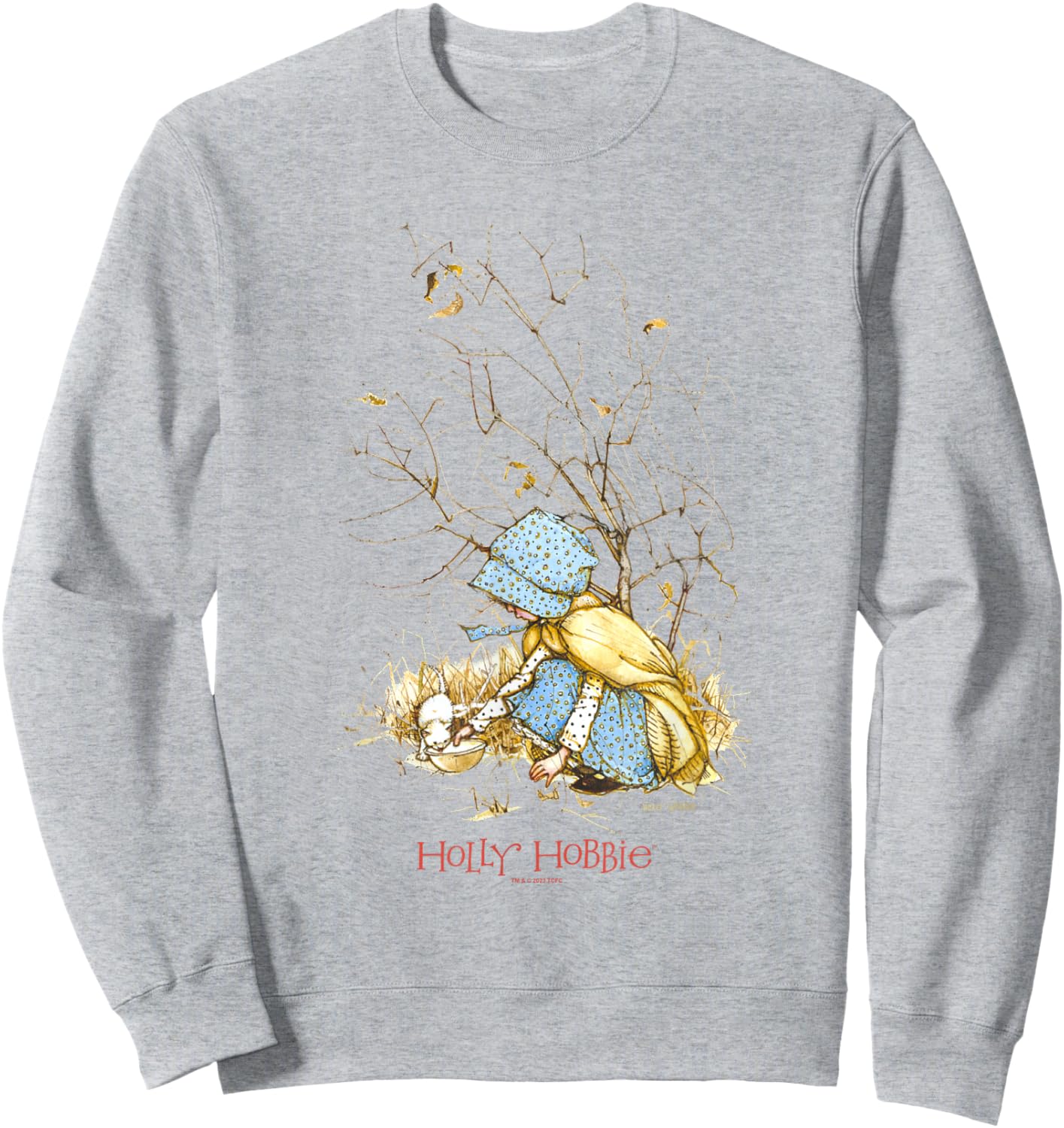 Holly Hobbie Vintage Christmas Kitten Sweet Winter Scene Sweatshirt - Sweatshirt | Ash