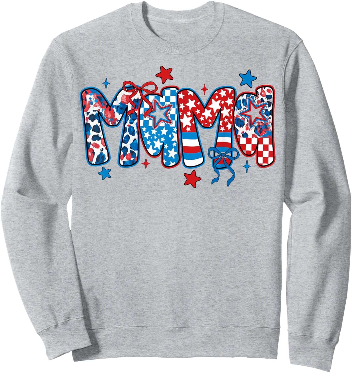 4th Of July Mama Mom Women Coquette Patriotic USA Mama Sweatshirt - Sweatshirt | Ash