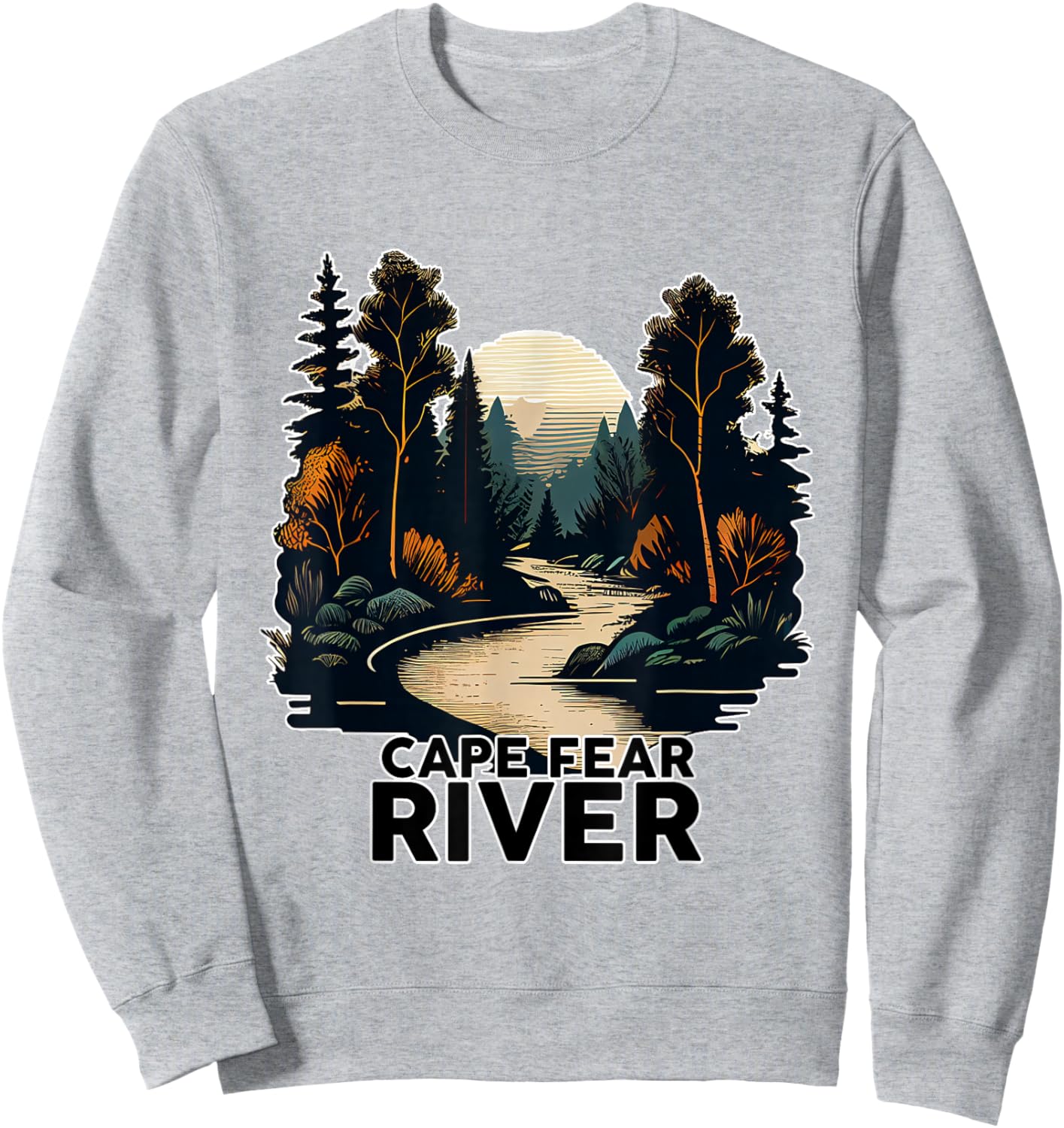 Cape Fear River Retro Minimalist River Cape Fear Sweatshirt - Sweatshirt | Ash