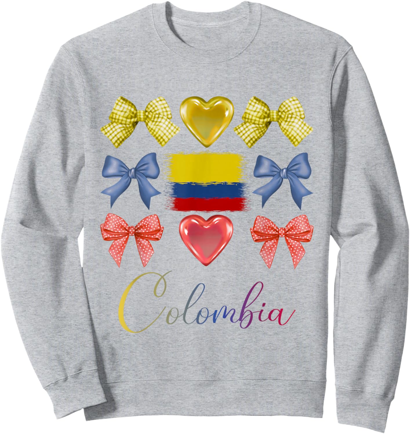 Colombian Bows Pride Roots Latina Women Girls Colombia Bow Sweatshirt - Sweatshirt | Ash