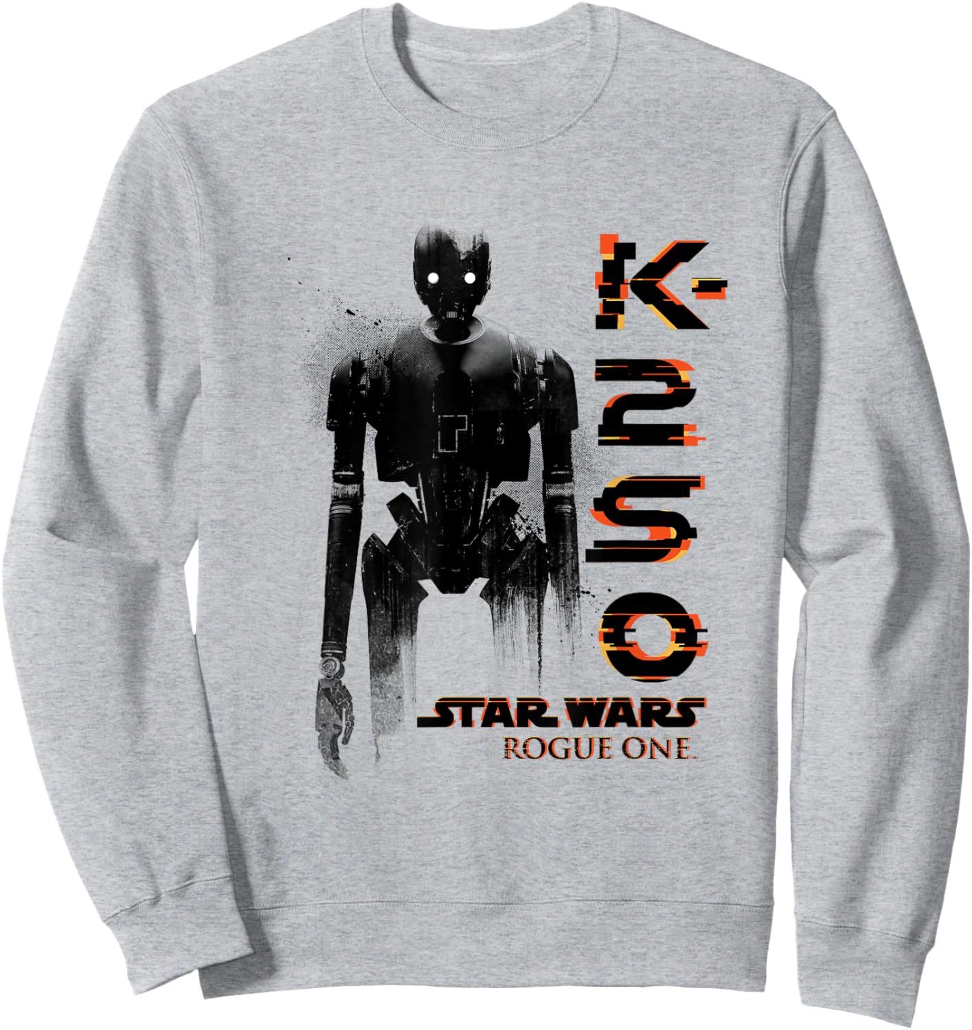 Star Wars Rogue One K-2SO Splat Paint Silhouette Chest Logo Sweatshirt - Sweatshirt | Ash