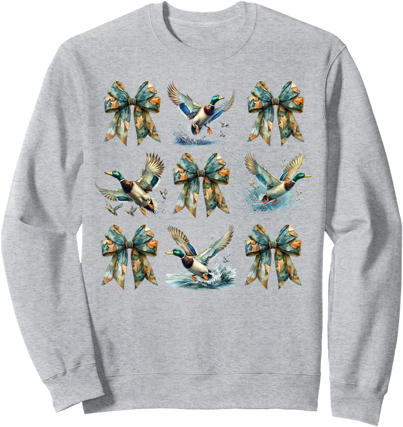 Camouflage Coquette Bow and Mallard Duck Hunting Design Sweatshirt - Sweatshirt | Ash