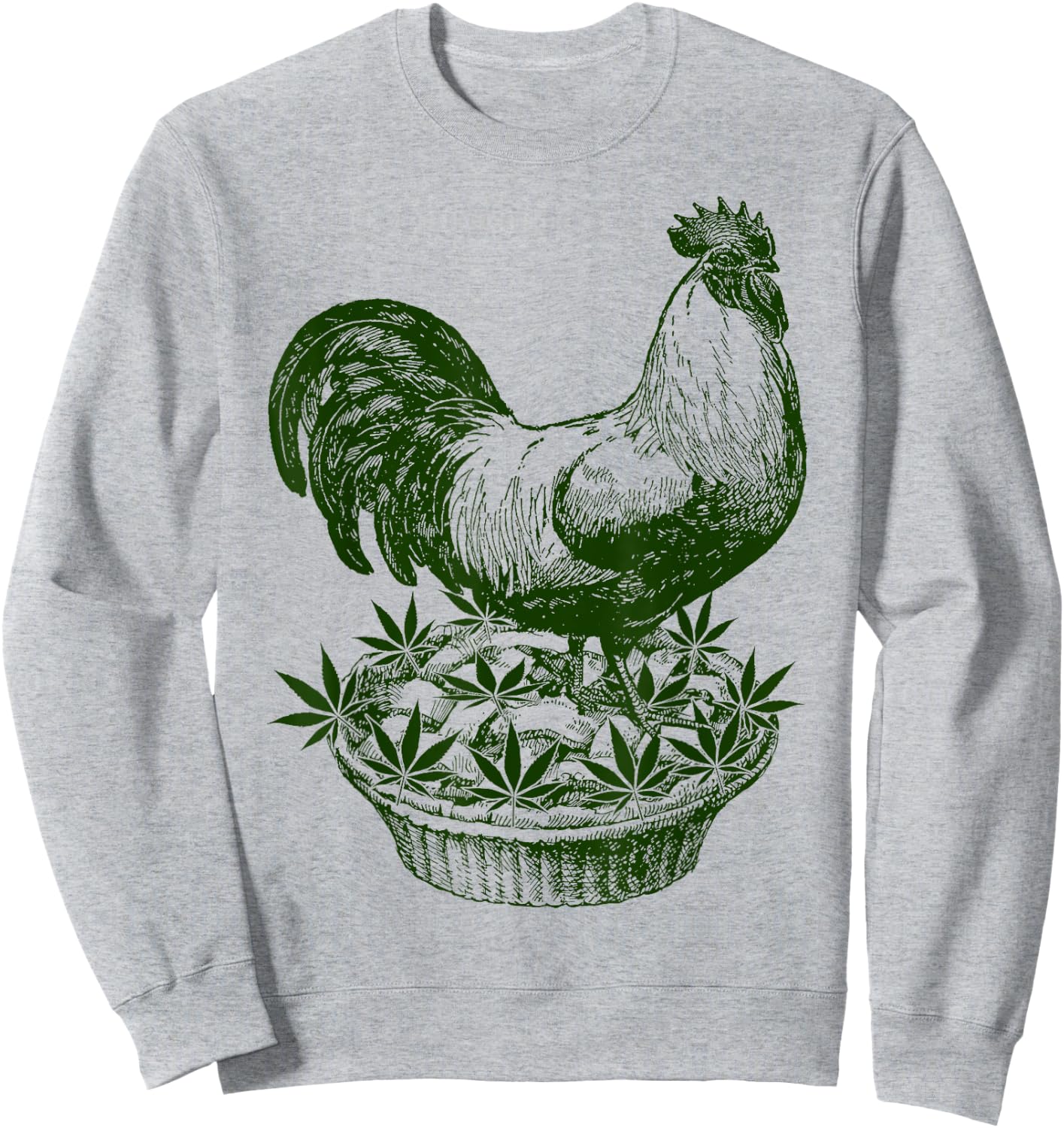 420 Designs Time By Big Ray Designs Women's Marijuana Themed Chicken Pot Pie design Sweatshirt - Sweatshirt | Ash