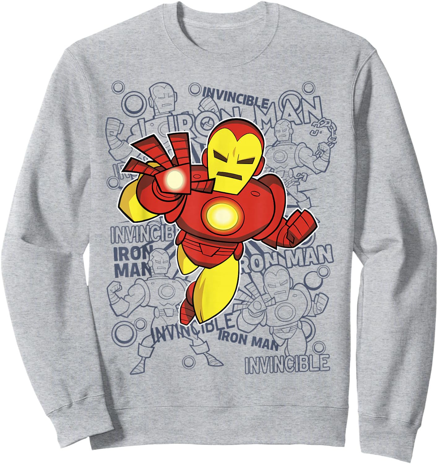 Marvel Iron Man Retro Portrait Sketch Background Sweatshirt - Sweatshirt | Ash