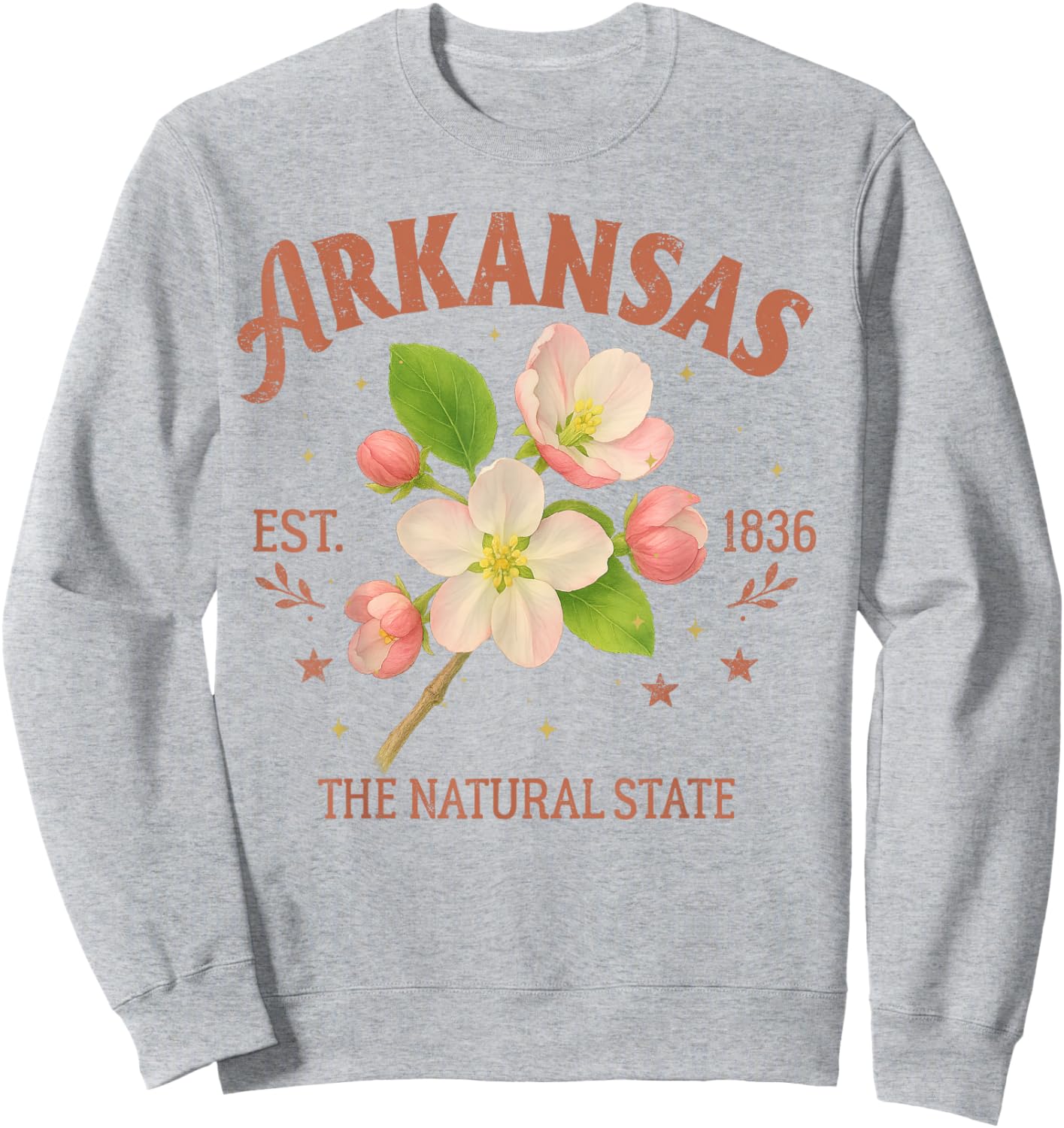 Arkansas Traveling The Natural State Souvenir Apple Blossom Sweatshirt - Sweatshirt | Ash