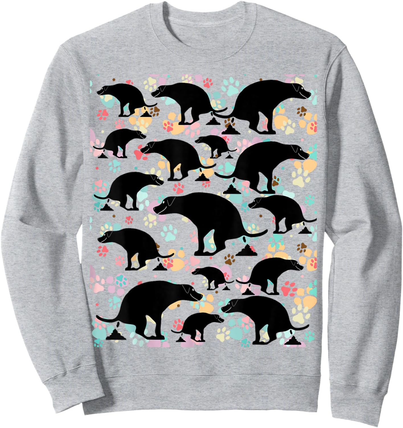 Cute Pooping Dog Pattern Delights Sweatshirt - Sweatshirt | Ash