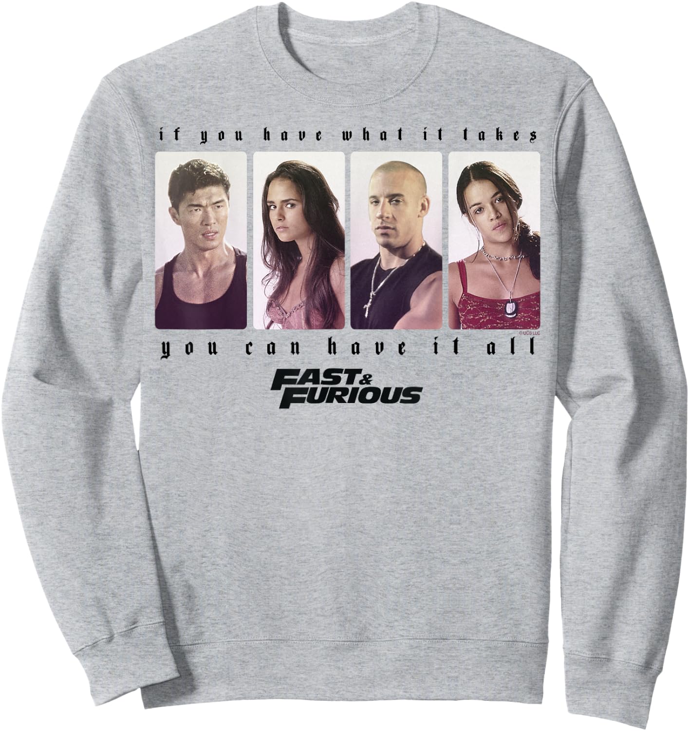 Fast & Furious You Can Have It All Group Shot Panels Sweatshirt - Sweatshirt | Ash
