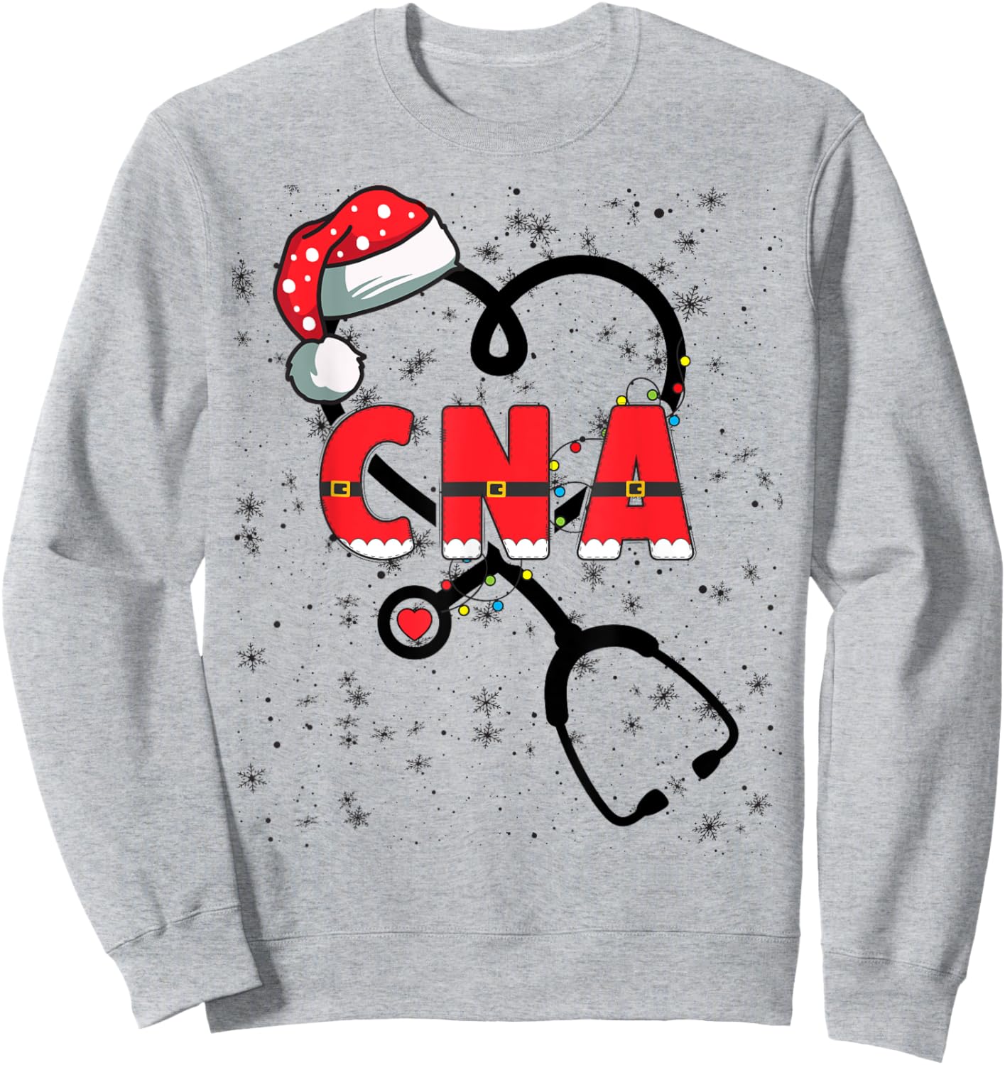 CNA Christmas Heart Certified Nursing Assistant Xmas Party Sweatshirt - Sweatshirt | Ash