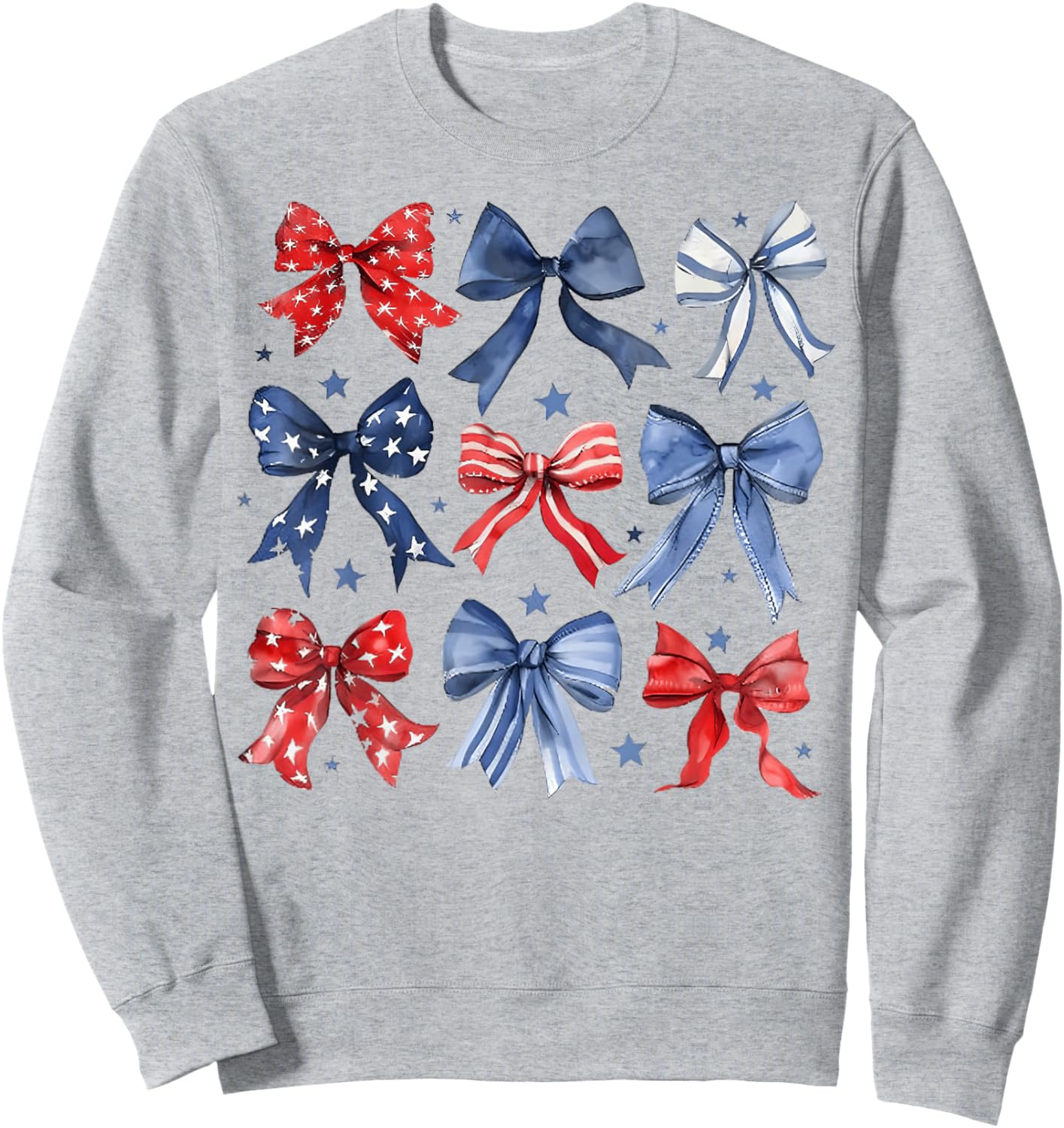 4th of July America Patriotic Bow Ribbon Sweatshirt - Sweatshirt | Ash