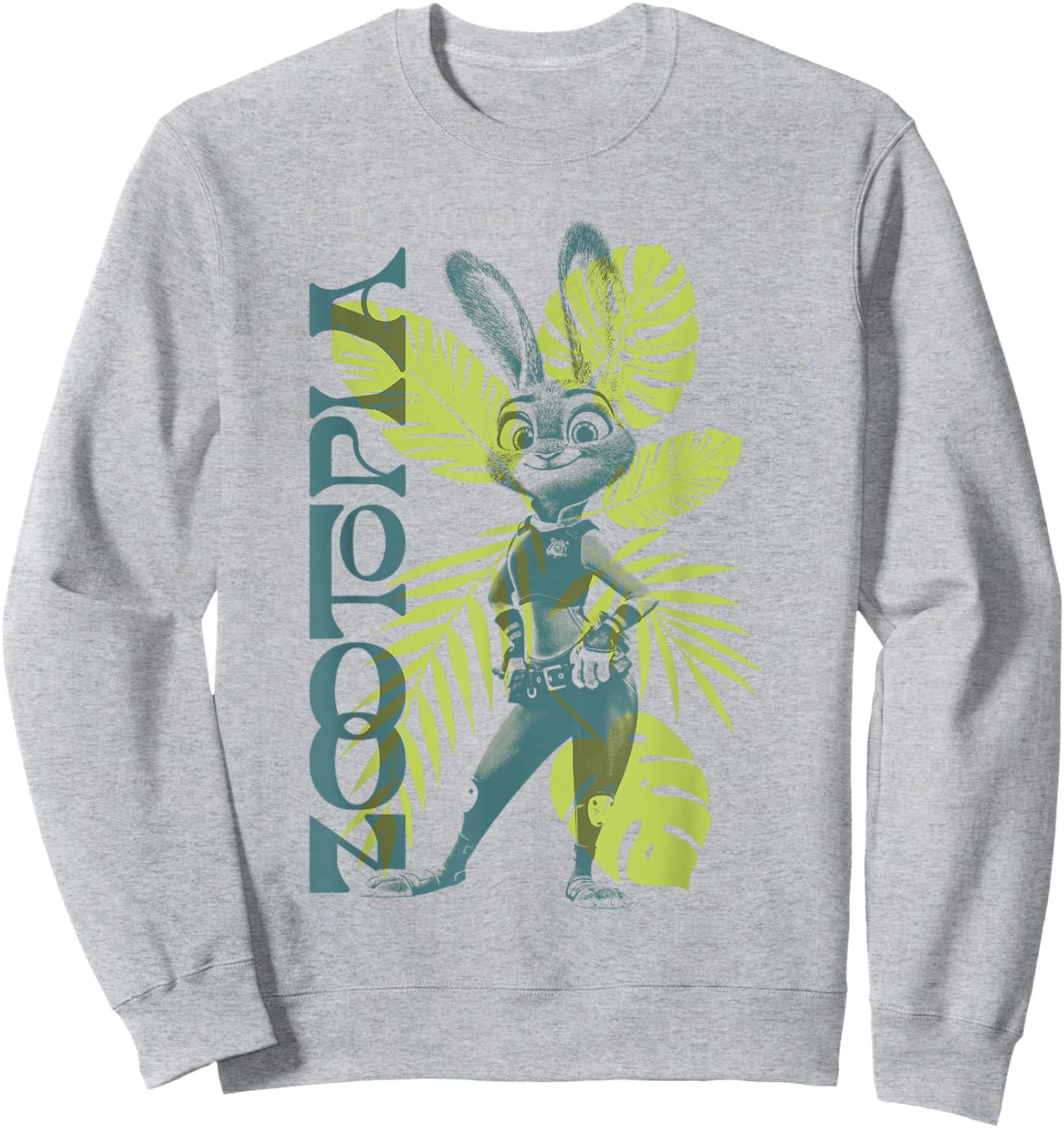 Disney Zootopia Spring Tropical Judy Hopps Leaf Pattern Sweatshirt - Sweatshirt | Ash