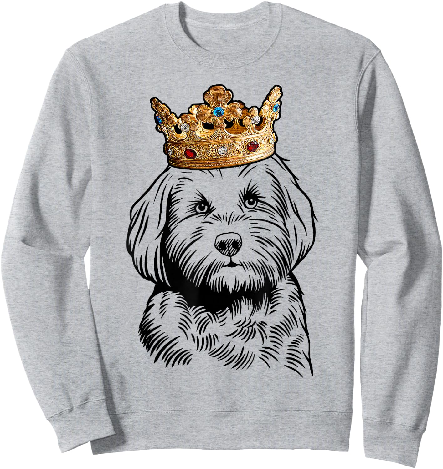 Cavapoo Dog Wearing a Crown Sweatshirt - Sweatshirt | Ash