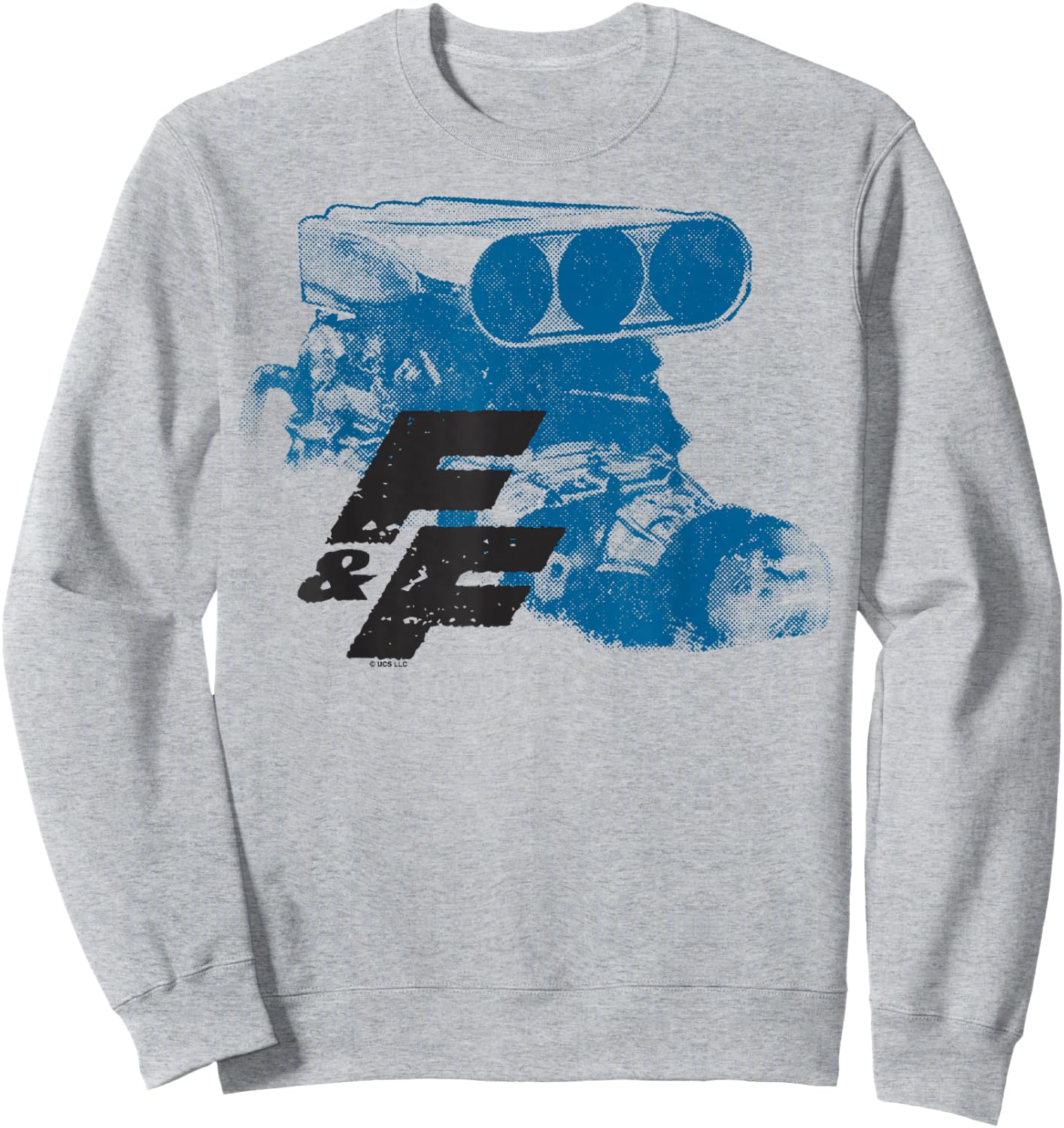 Fast & Furious Blue Hue Engine Block Distressed Logo Sweatshirt - Sweatshirt | Ash